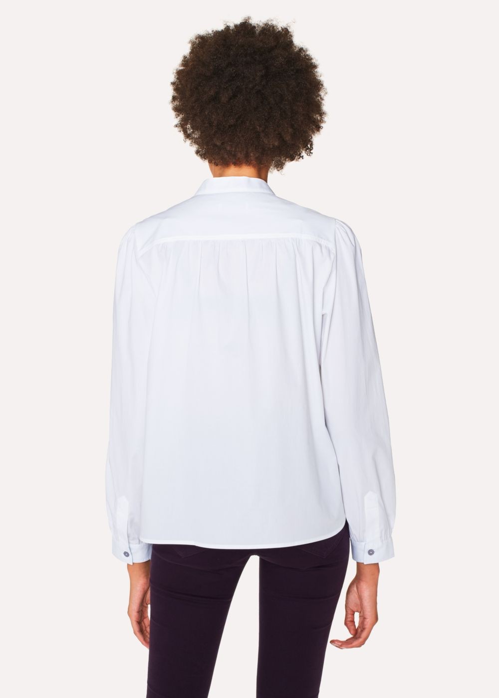 Paul Smith Women's White Band-Collar Stretch-Cotton T-Shirt