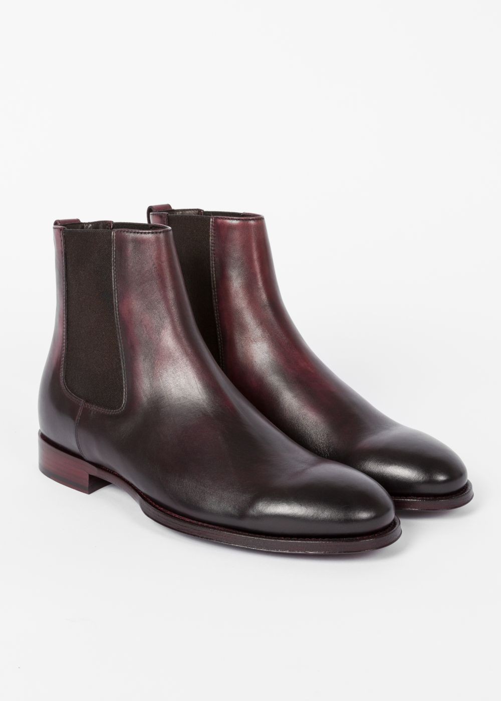 Paul Smith Men's Aubergine Leather 'joyce' Chelsea Boots