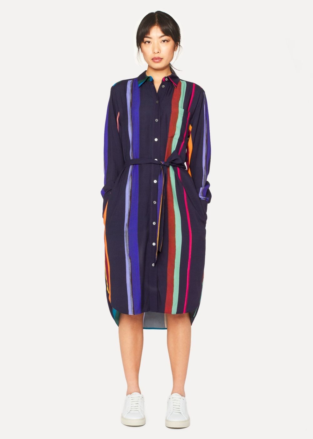 Paul Smith Lady's Navy 'expressive Stripe' Print T-Shirts Dress