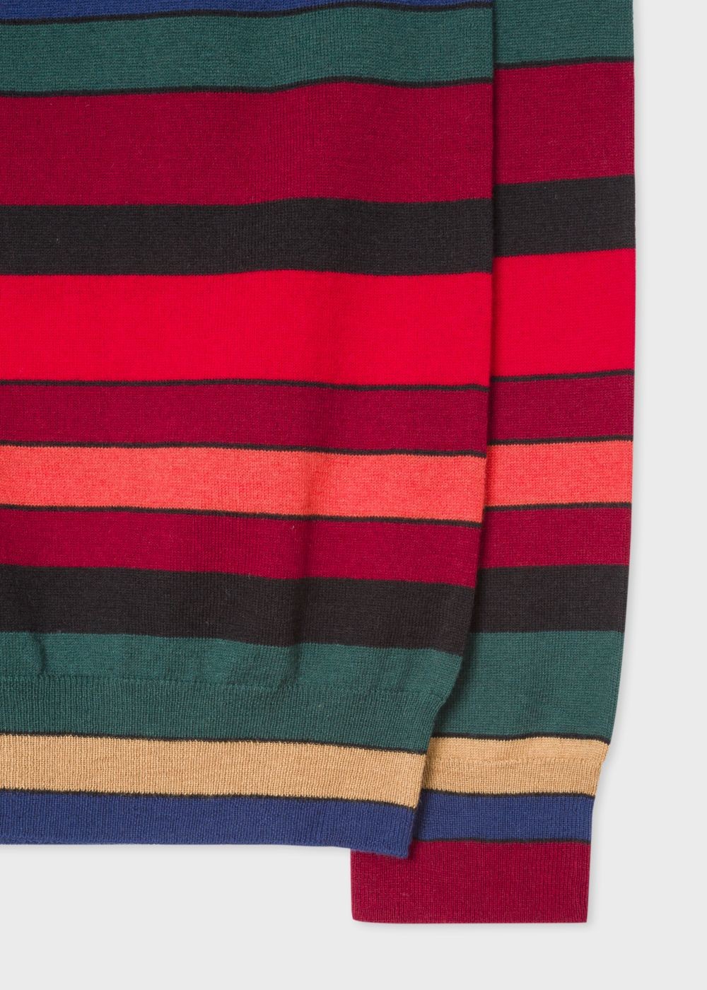 Paul Smith Men's Red Wool Sweater With Multi-Coloured Stripes