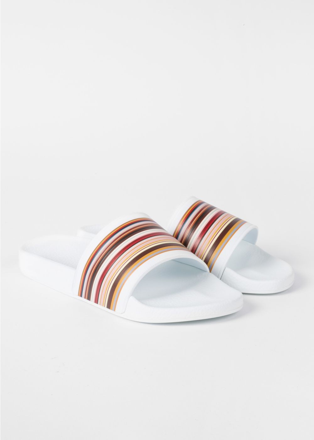 Paul Smith Men's White 'ruben' Slides With 'signature Stripe' Detail