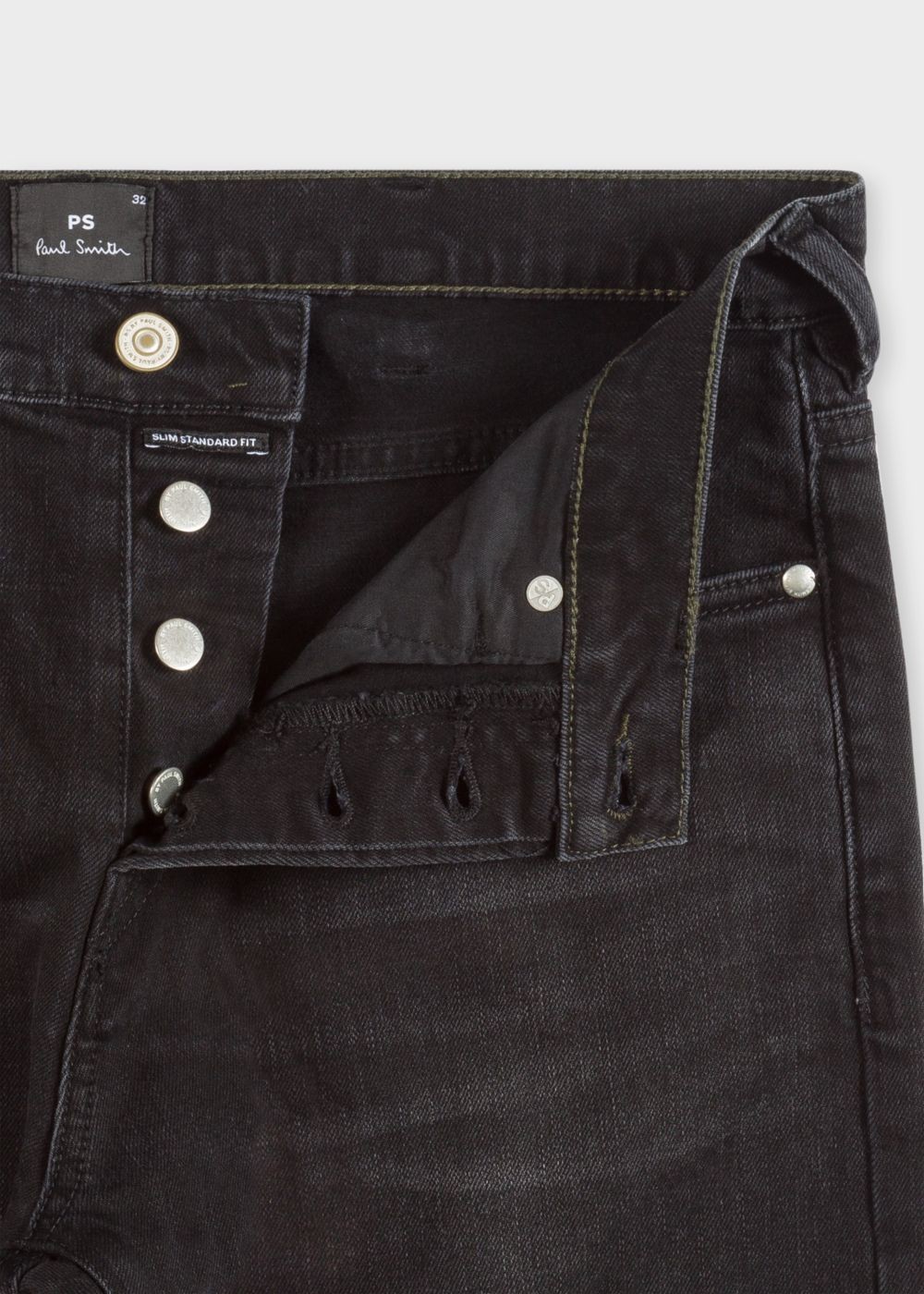 Paul Smith Men's Slim-Standard 12Oz Mid-Wash 'super Black' Stretch-Cotton Jeans