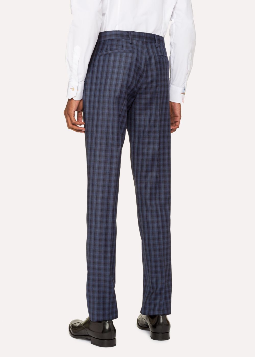 Paul Smith Mens's Slim-Fit Navy Check Wool Pants