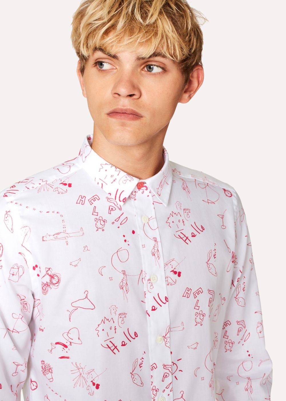 Paul Smith Men's Slim-Fit White 'paul's Sketchbook' Print shirt