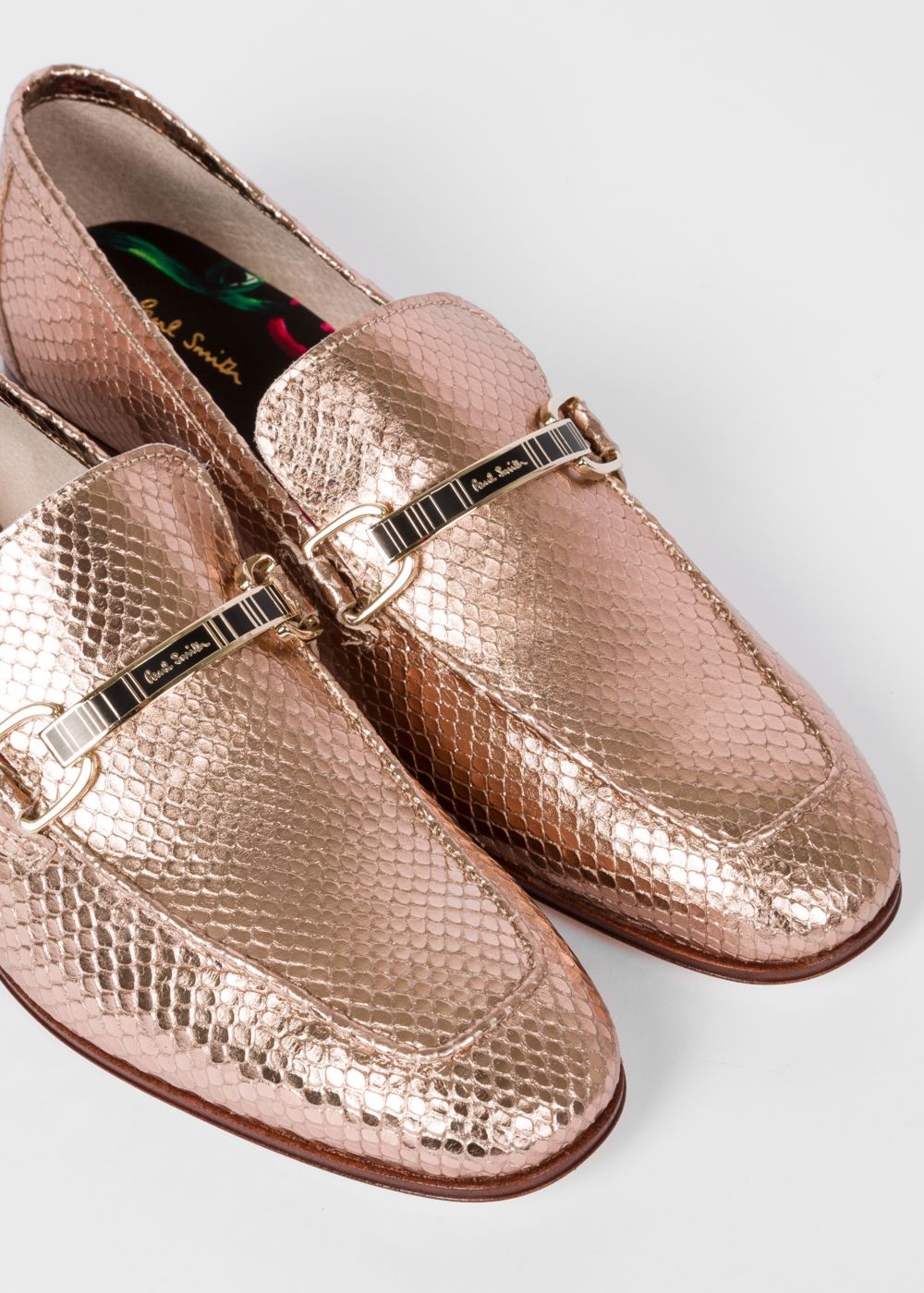 Paul Smith Women's Metallic Gold Leather 'grover' Loafers Shoes
