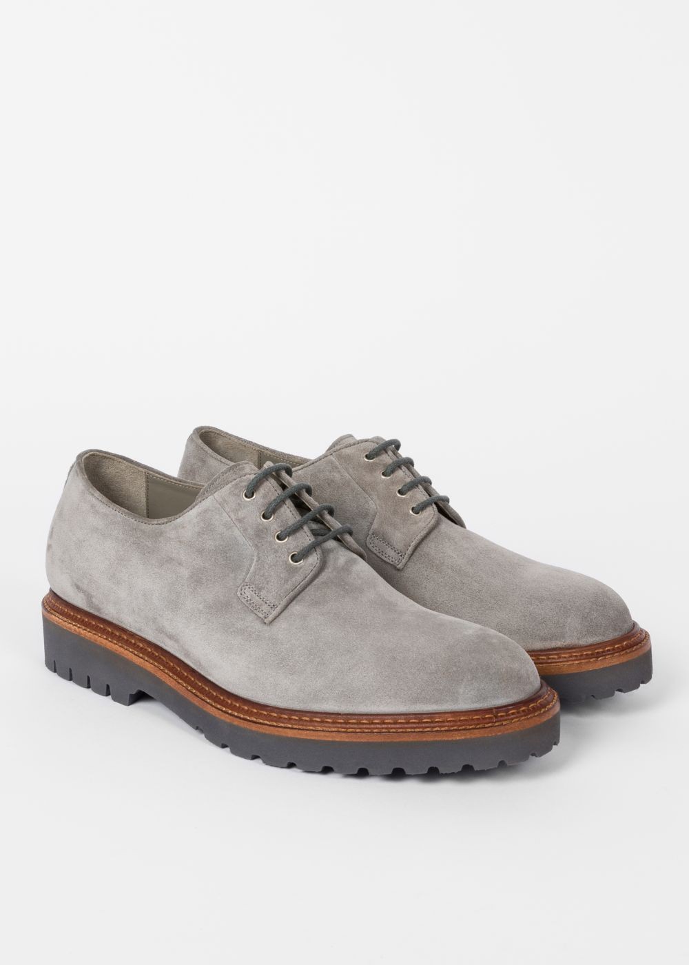 Paul Smith Mens's Grey Suede Leather 'rod' Derby Shoes