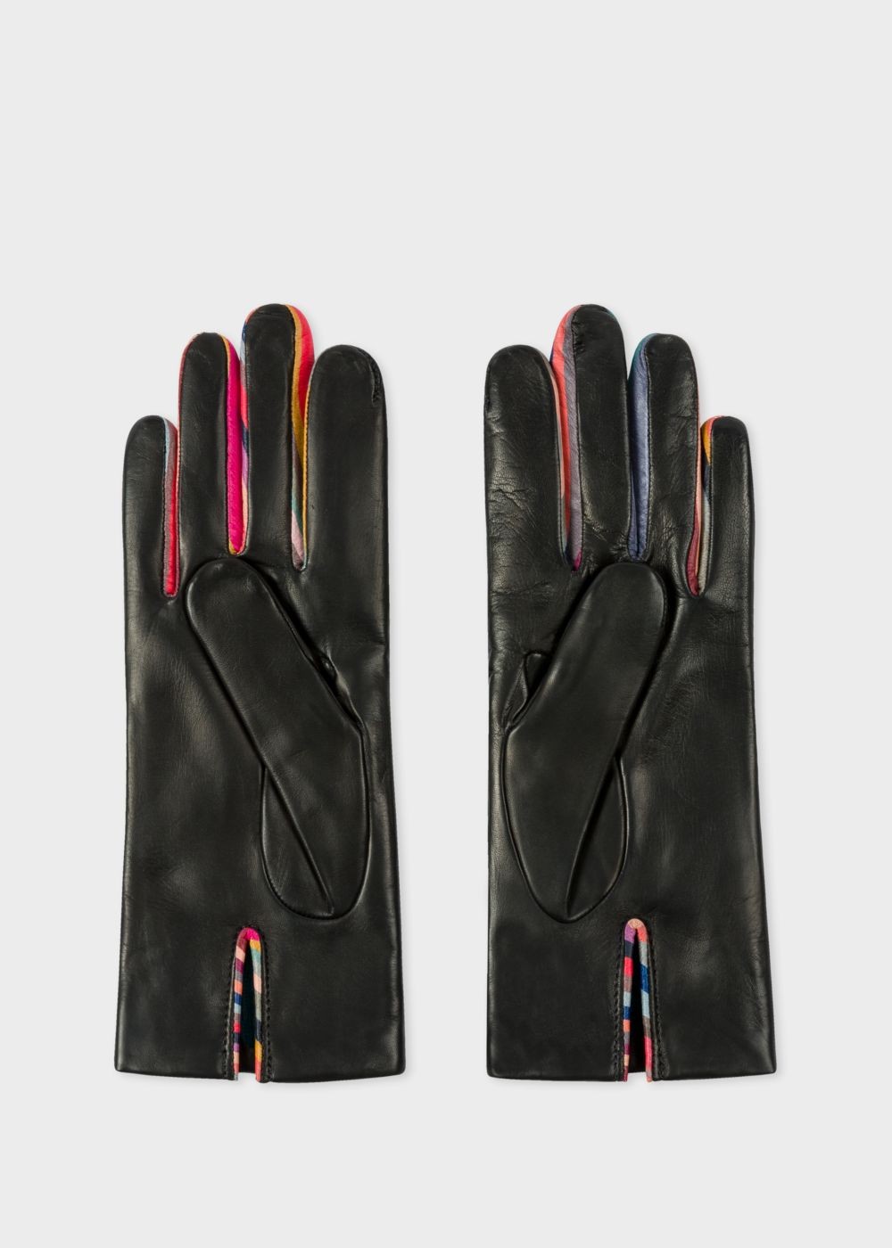 Paul Smith Lady's Black 'concertina Swirl' Leather Gloves