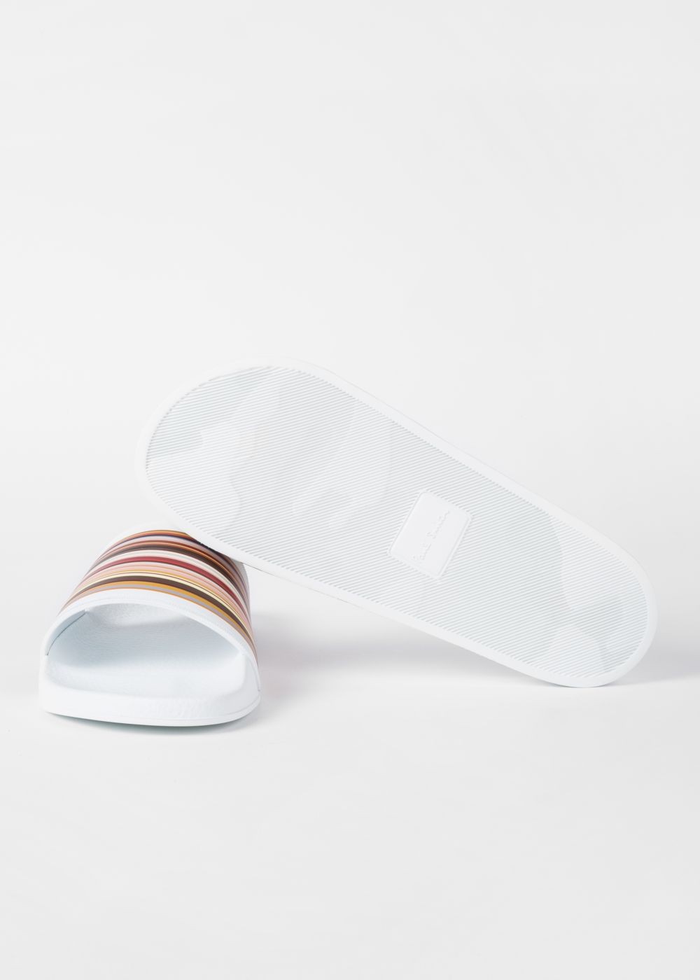 Paul Smith Men's White 'ruben' Slides With 'signature Stripe' Detail