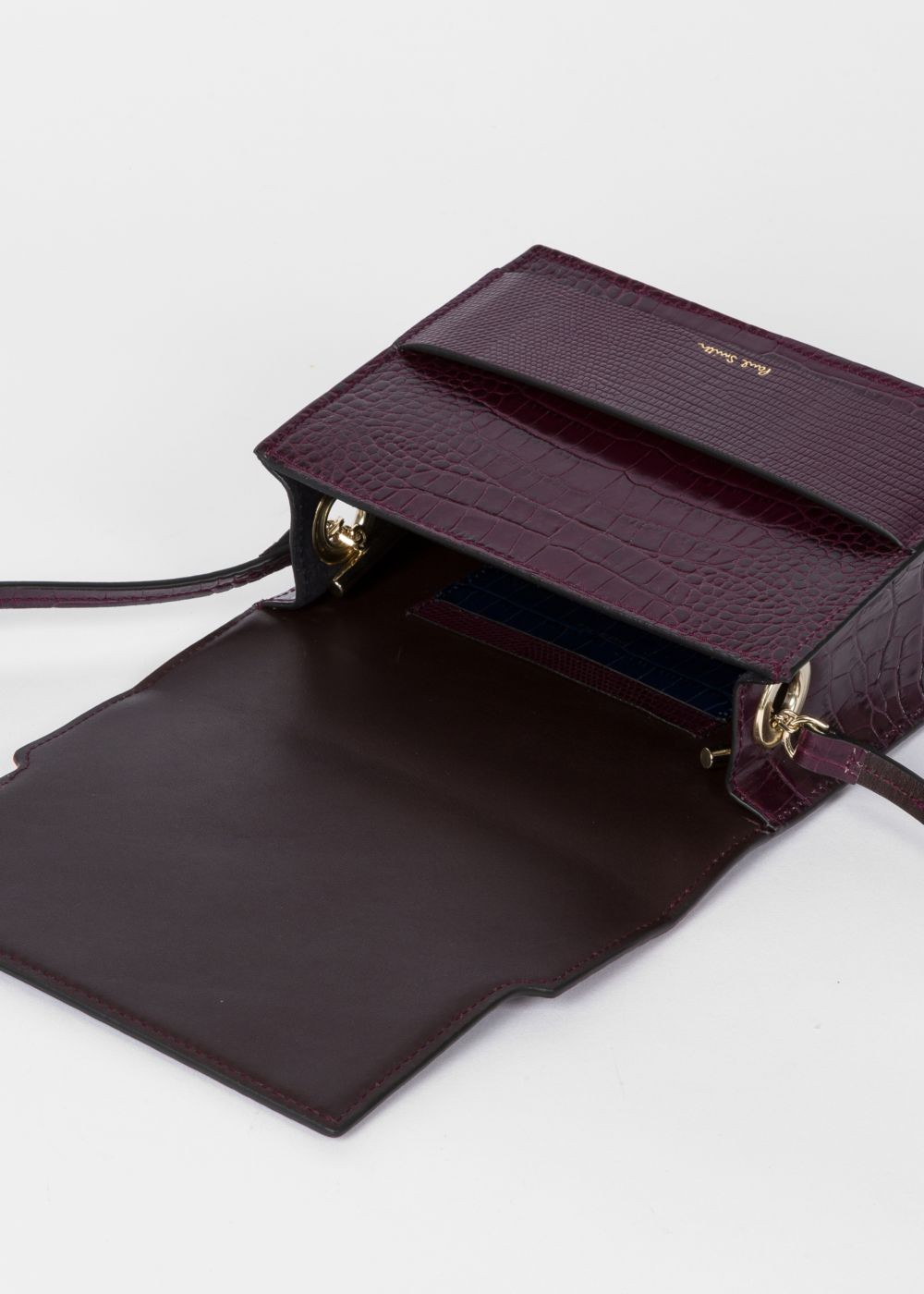 Paul Smith Women's Burgundy Mock-Croc Cross-Body HandBag