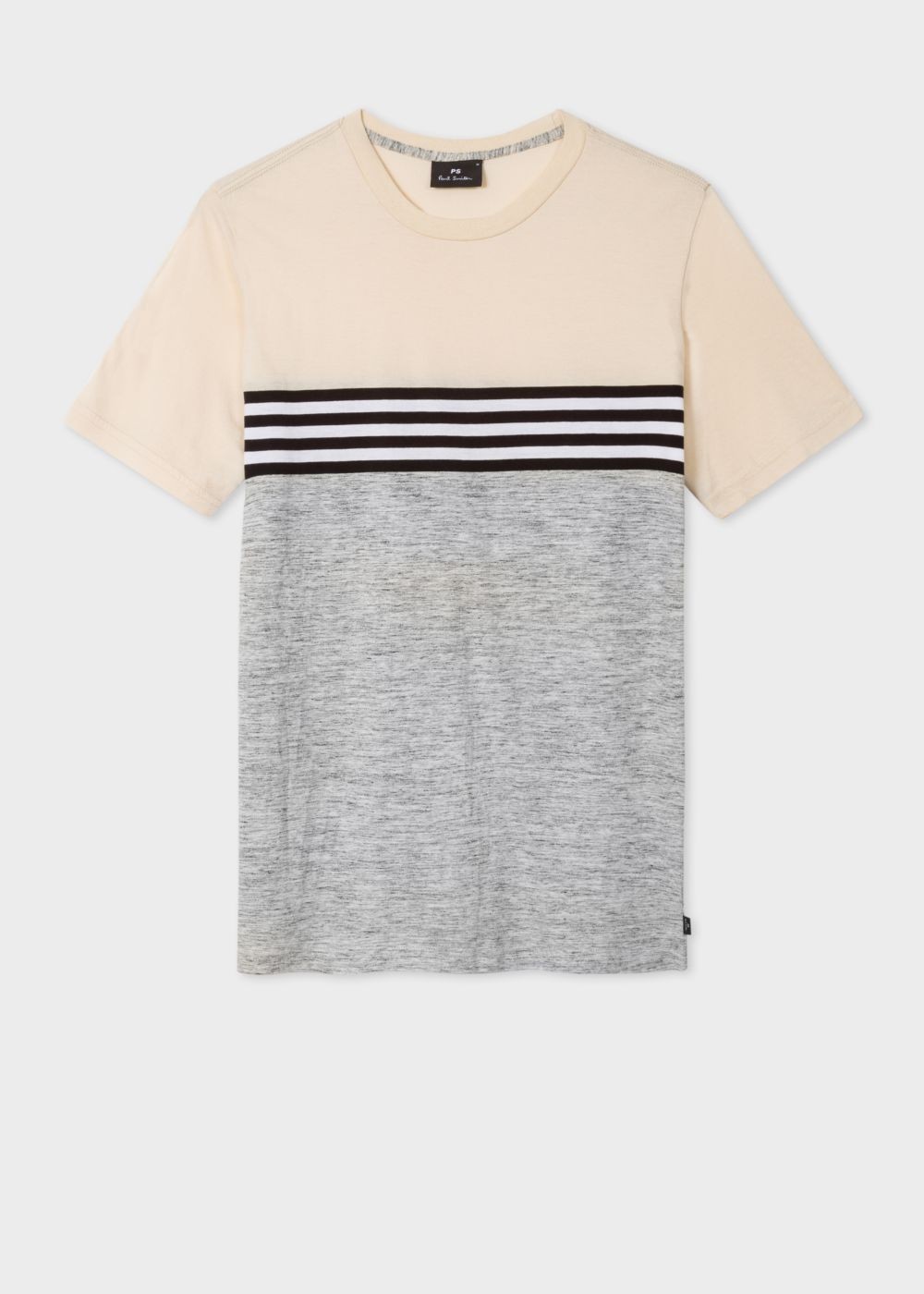 Paul Smith Men's Grey Marl And Cream Stripe T-Shirts