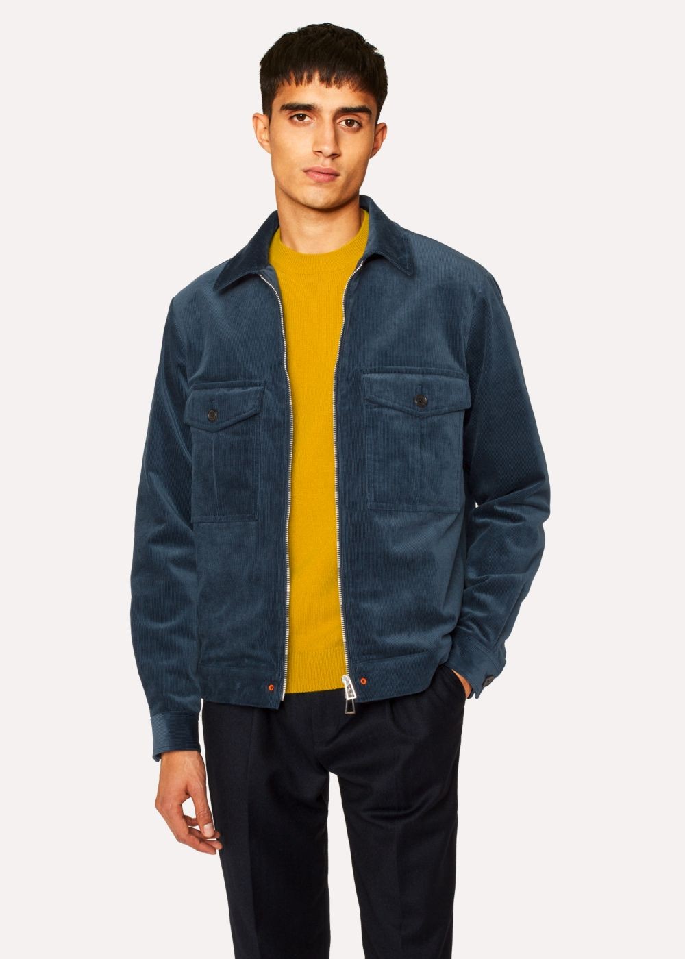 Paul Smith Men's Slate Blue Corduroy Stretch-Cotton Patch-Pocket Coats