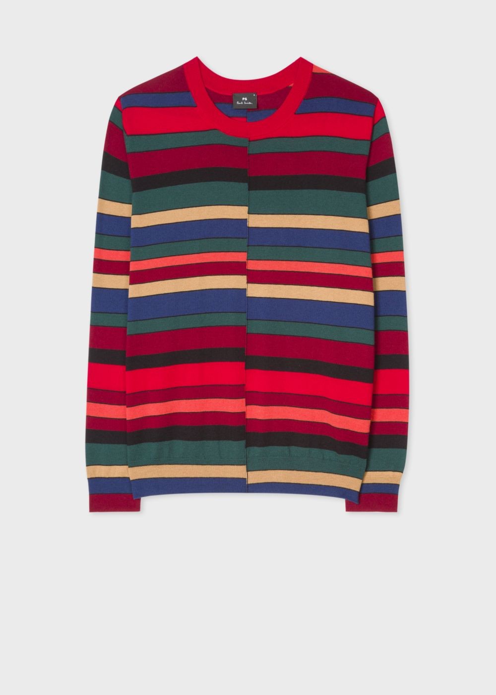 Paul Smith Men's Red Wool Sweater With Multi-Coloured Stripes