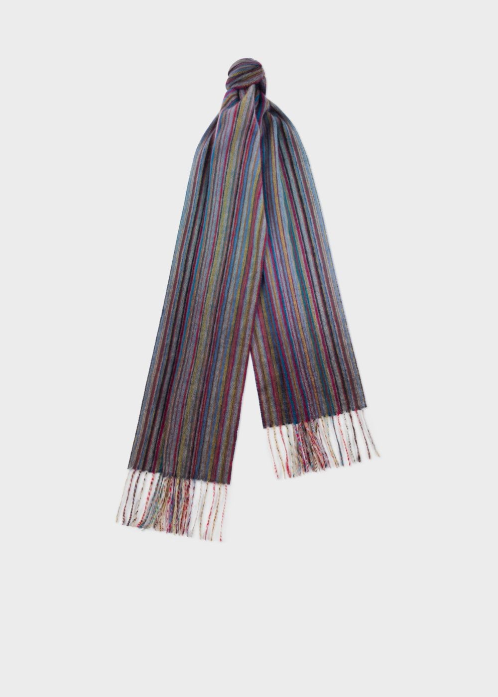 Paul Smith Men's Blue Muted Signature Stripe Cashmere Scarf