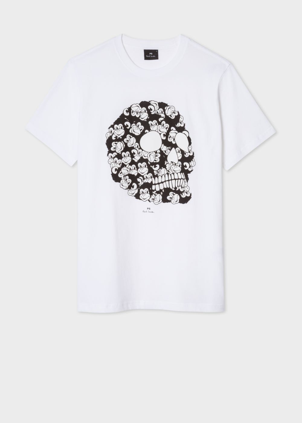 Paul Smith Mens's White 'monkey Skull' Print Organic-Cotton T-Shirts