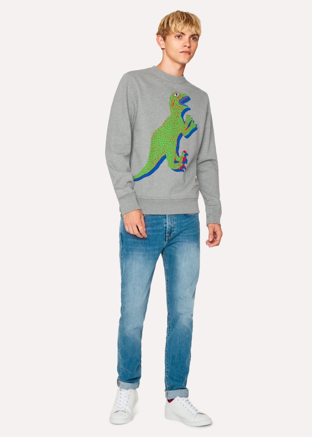 Paul Smith Men's Grey Marl Organic-Cotton Large Dino Sweatshirt