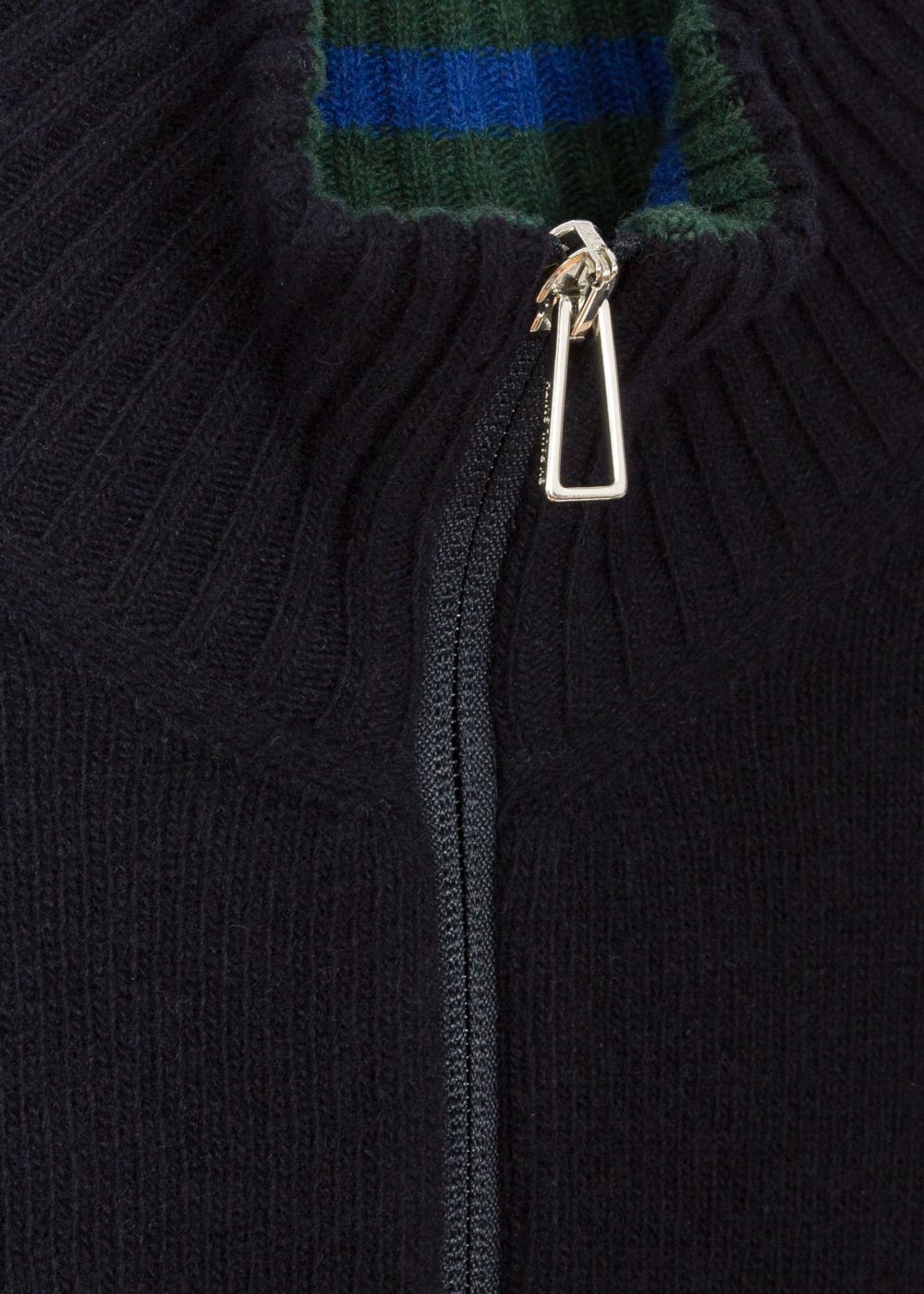 Paul Smith Mens's Navy And Green Funnel Neck Half-Zip Sweater