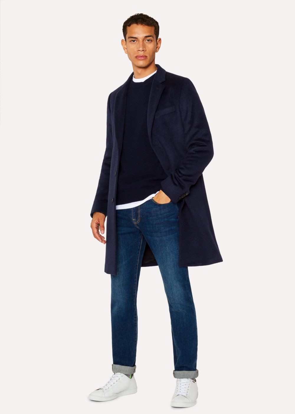 Paul Smith Mens's Dark Navy Alpaca-Wool Blend Overcoat