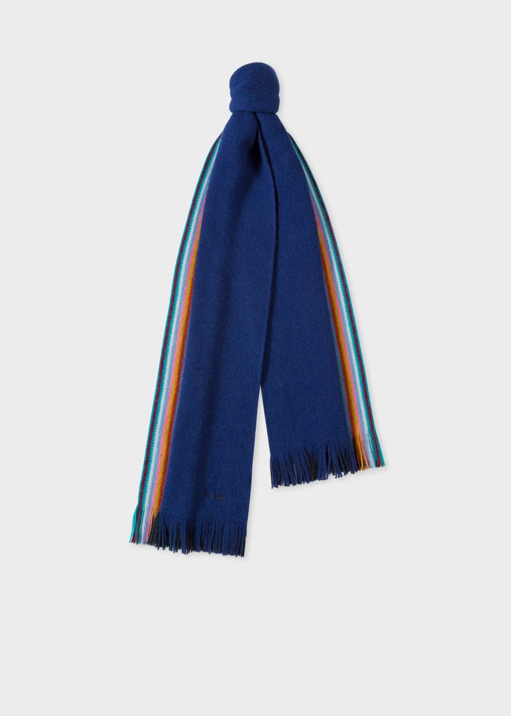 Paul Smith Men's Double-Face Blue Striped-Edge Wool Scarf