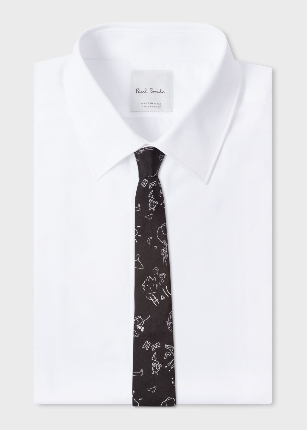 Paul Smith Mens's Black 'paul's Sketchbook' Pattern Narrow Silk Tie