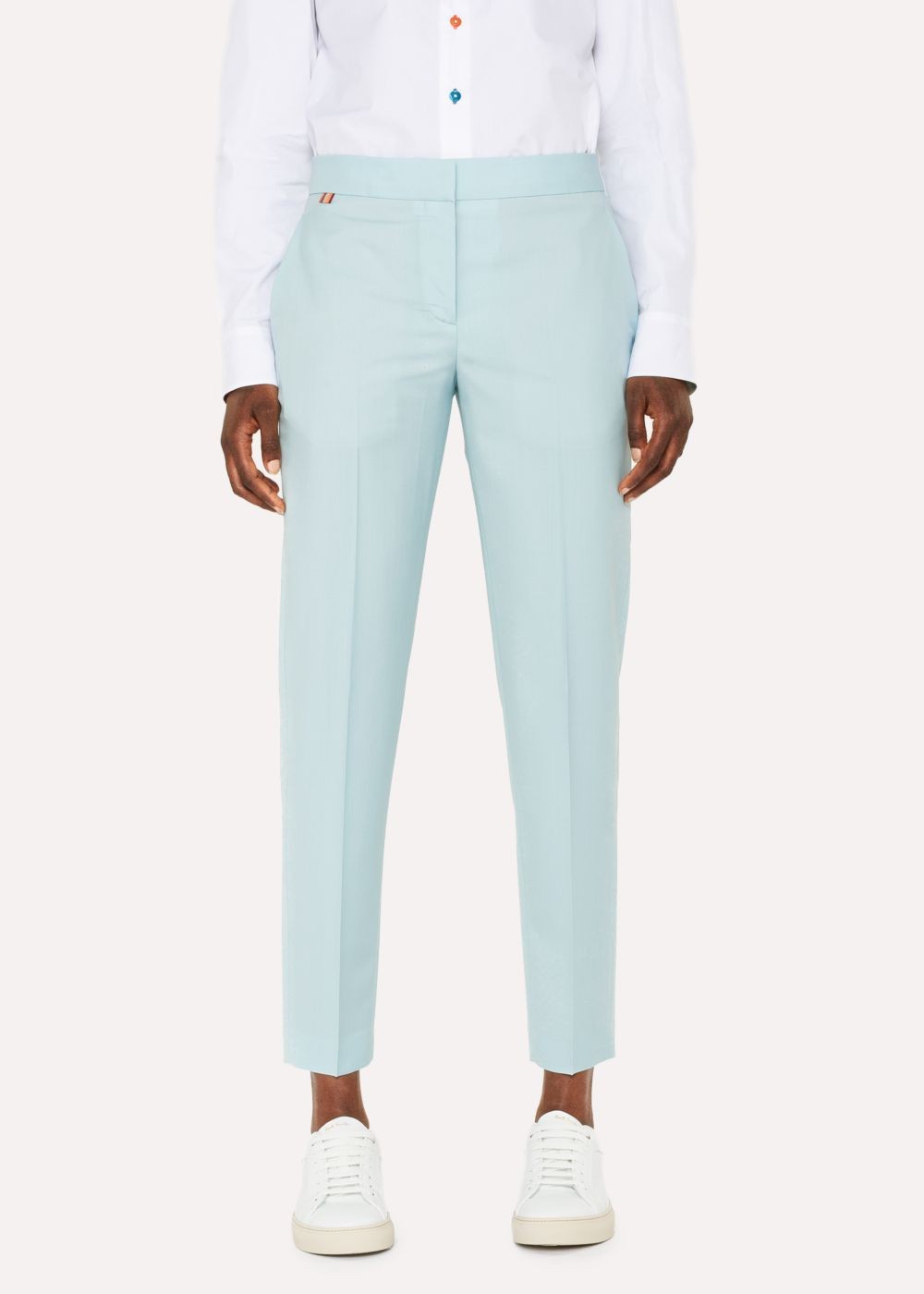 Paul Smith Lady's Classic-Fit Turquoise Wool-Mohair Pants