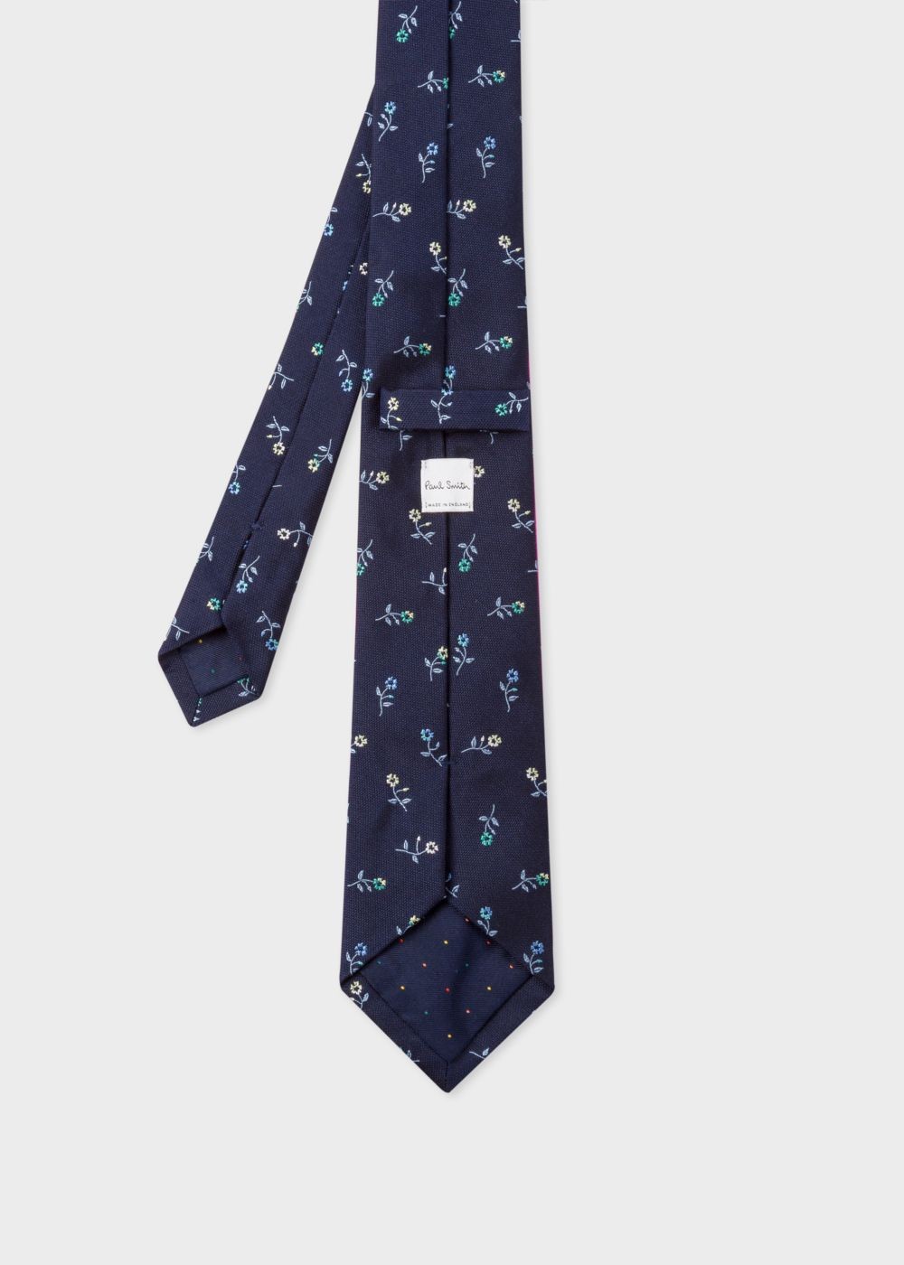 Paul Smith Mens's Navy Flower Embroidery Silk Tie