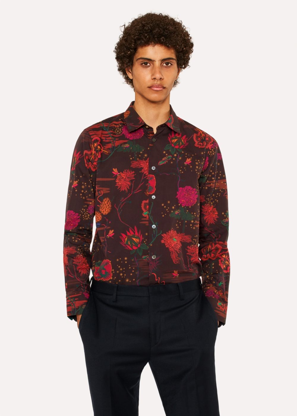 Paul Smith Mens's Slim-Fit Burgundy 'fantasy Floral' Print TShirts