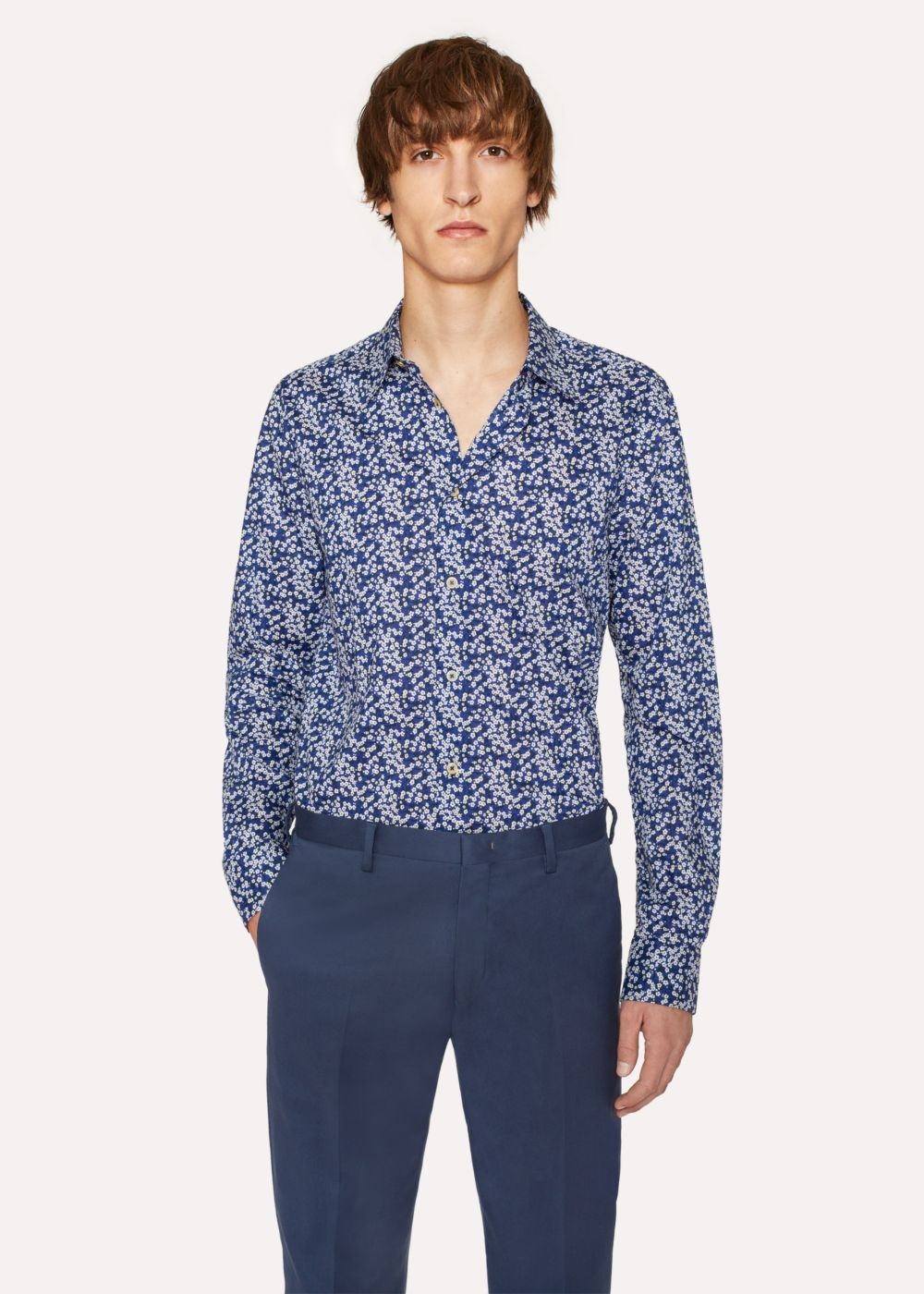 Paul Smith Mens's Slim-Fit Navy 'cherry Blossom' Print T-Shirts