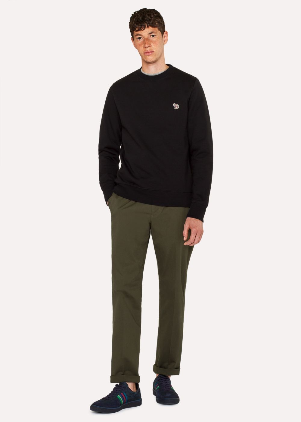 Paul Smith Men's Black Organic-Cotton Zebra Logo Sweatshirt
