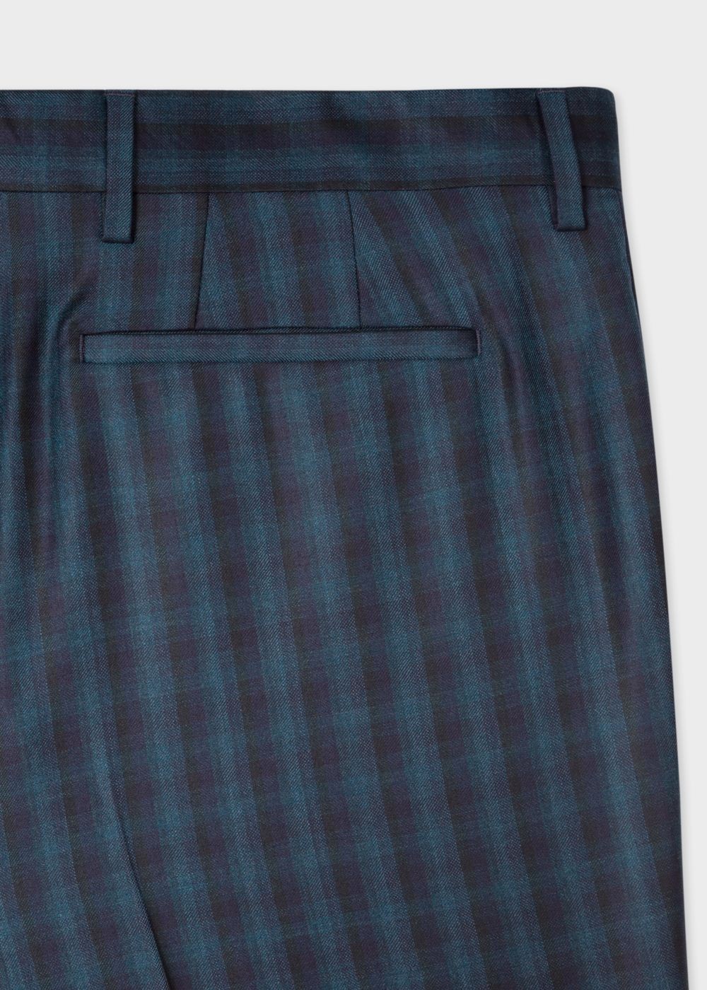 Paul Smith Mens's Slim-Fit Dark Green Check Wool Pants