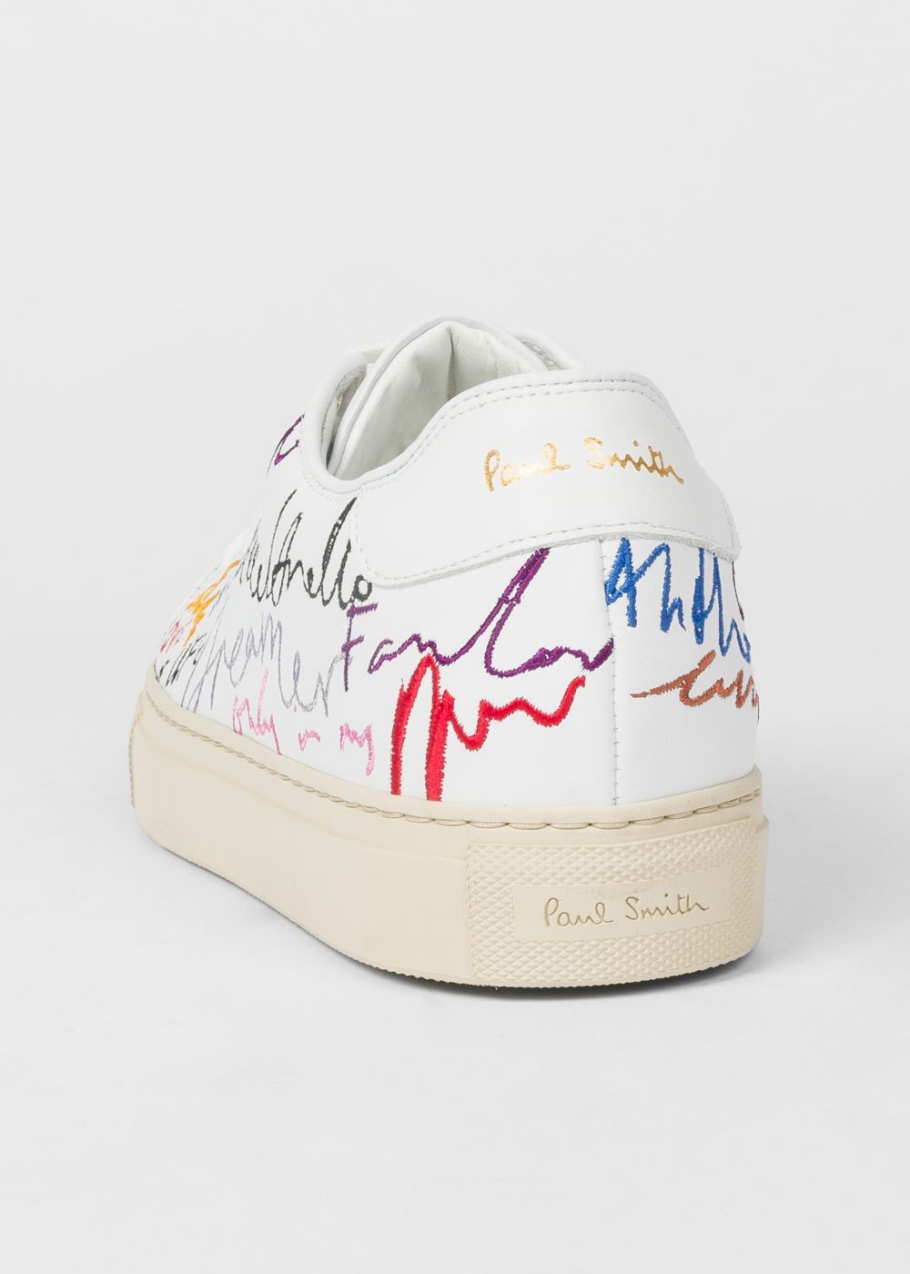 Paul Smith Lady's White 'ideas Script' Leather 'basso' Trainers