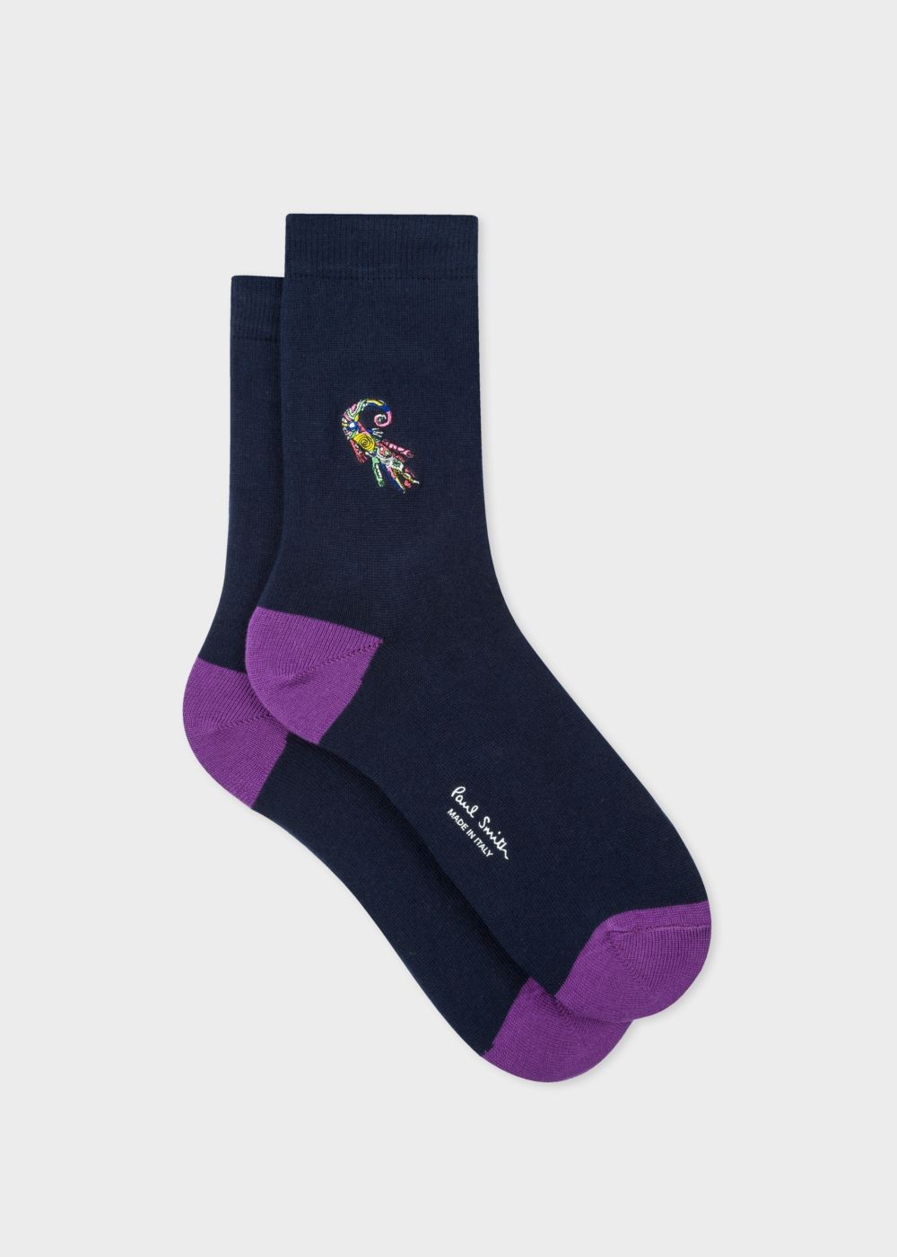 Paul Smith Women's Navy Embroidered 'karami Crocodile' Motif Socks
