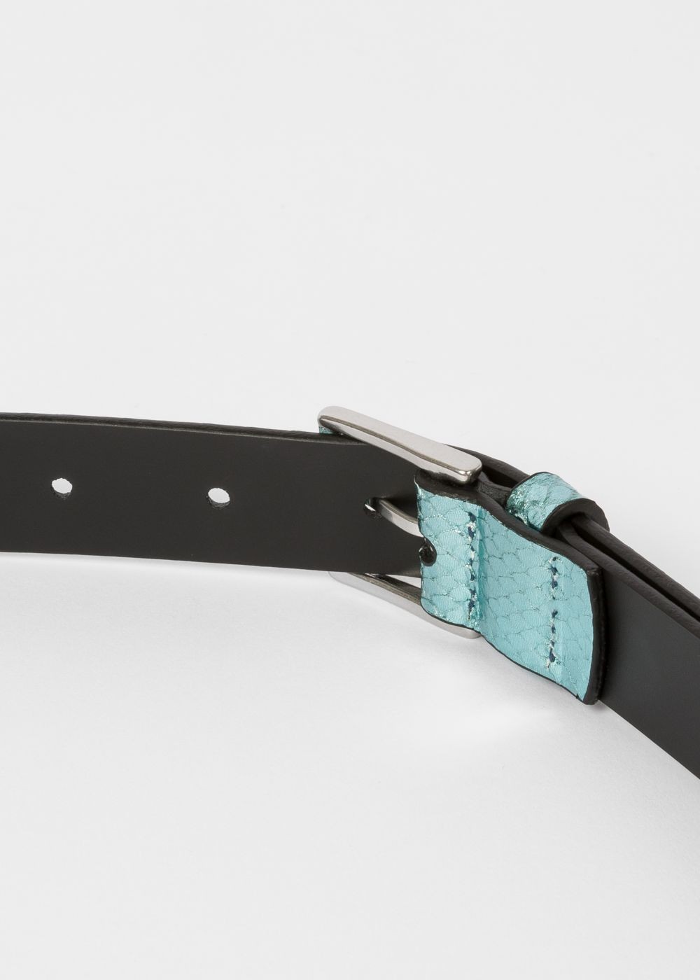 Paul Smith Women's Turquoise Metallic Snake-Effect Leather Belt