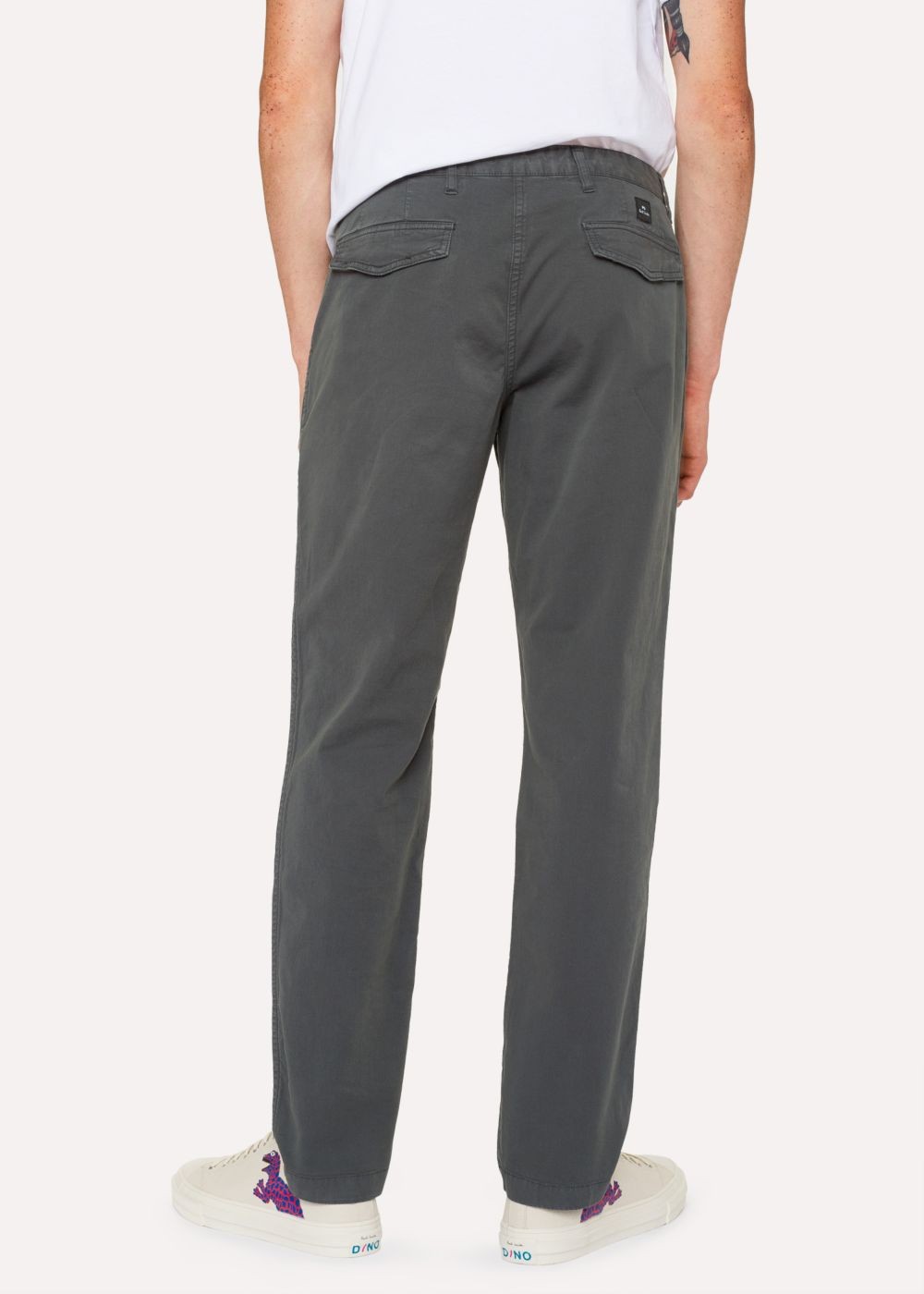 Paul Smith Men's Tapered-Fit Slate Grey Stretch Pima-Cotton Chinos Clothing