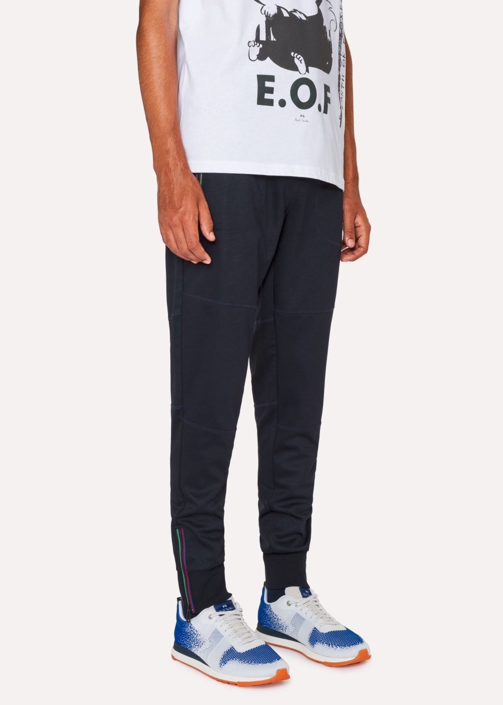 Paul Smith Mens's Dark Navy Cotton-Blend Panelled SweatPants With Cycle Stripe Detail