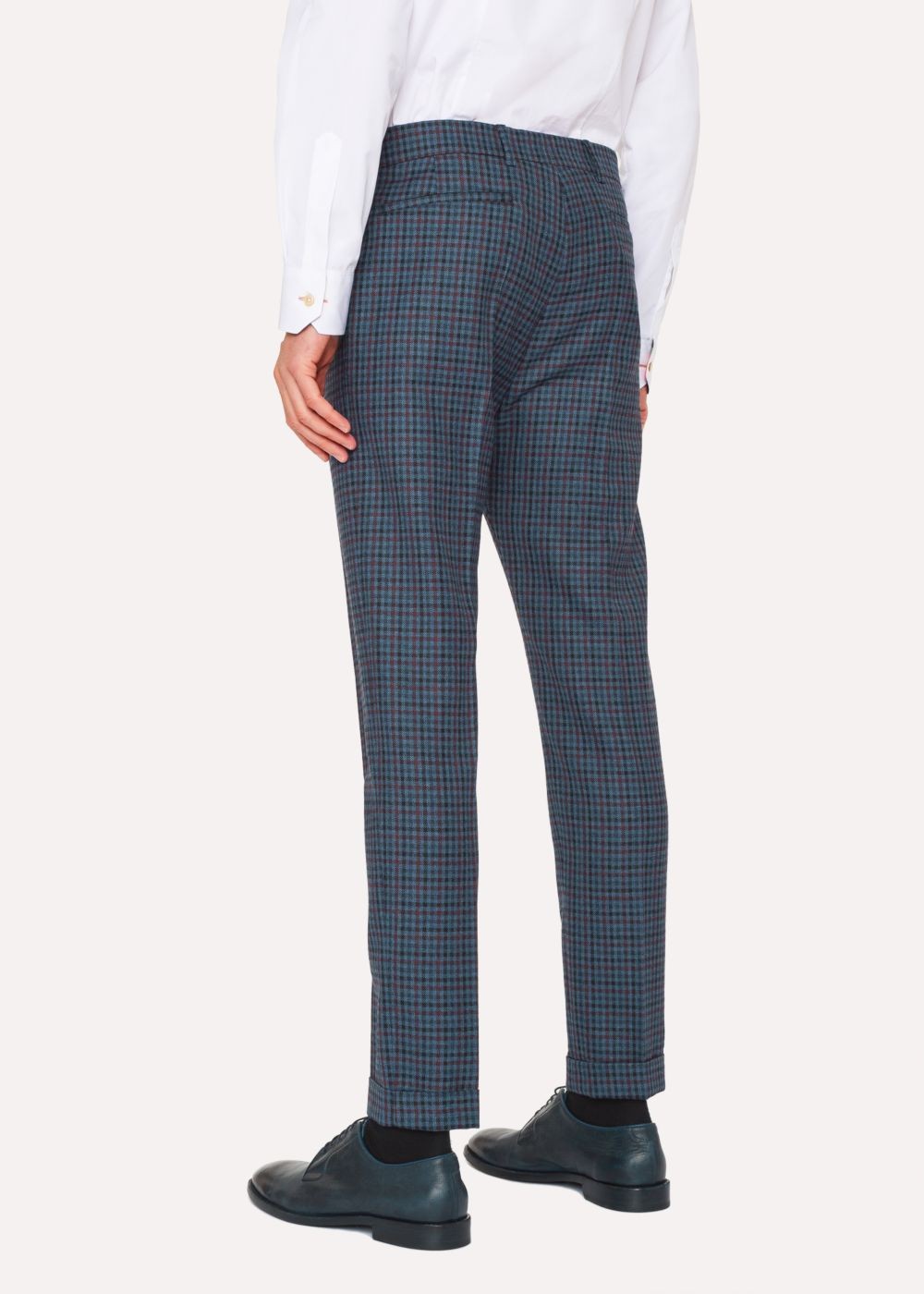 Paul Smith Men's Tapered-Fit Navy Plaid Wool Pants