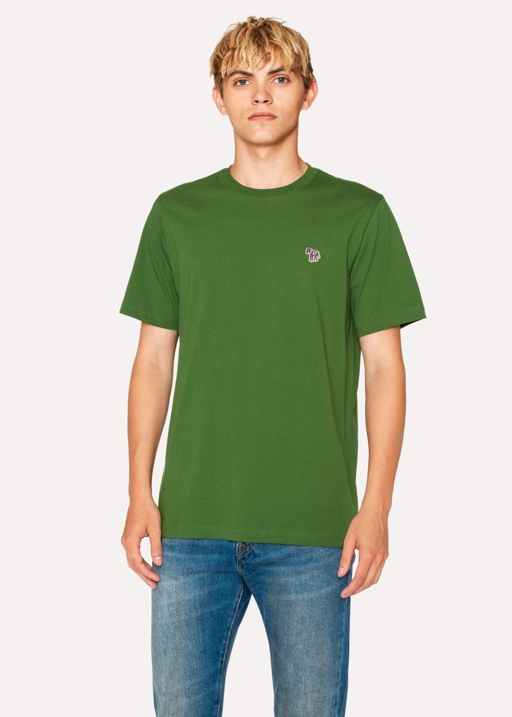 Paul Smith Men's Green Organic-Cotton Zebra Logo Tshirt