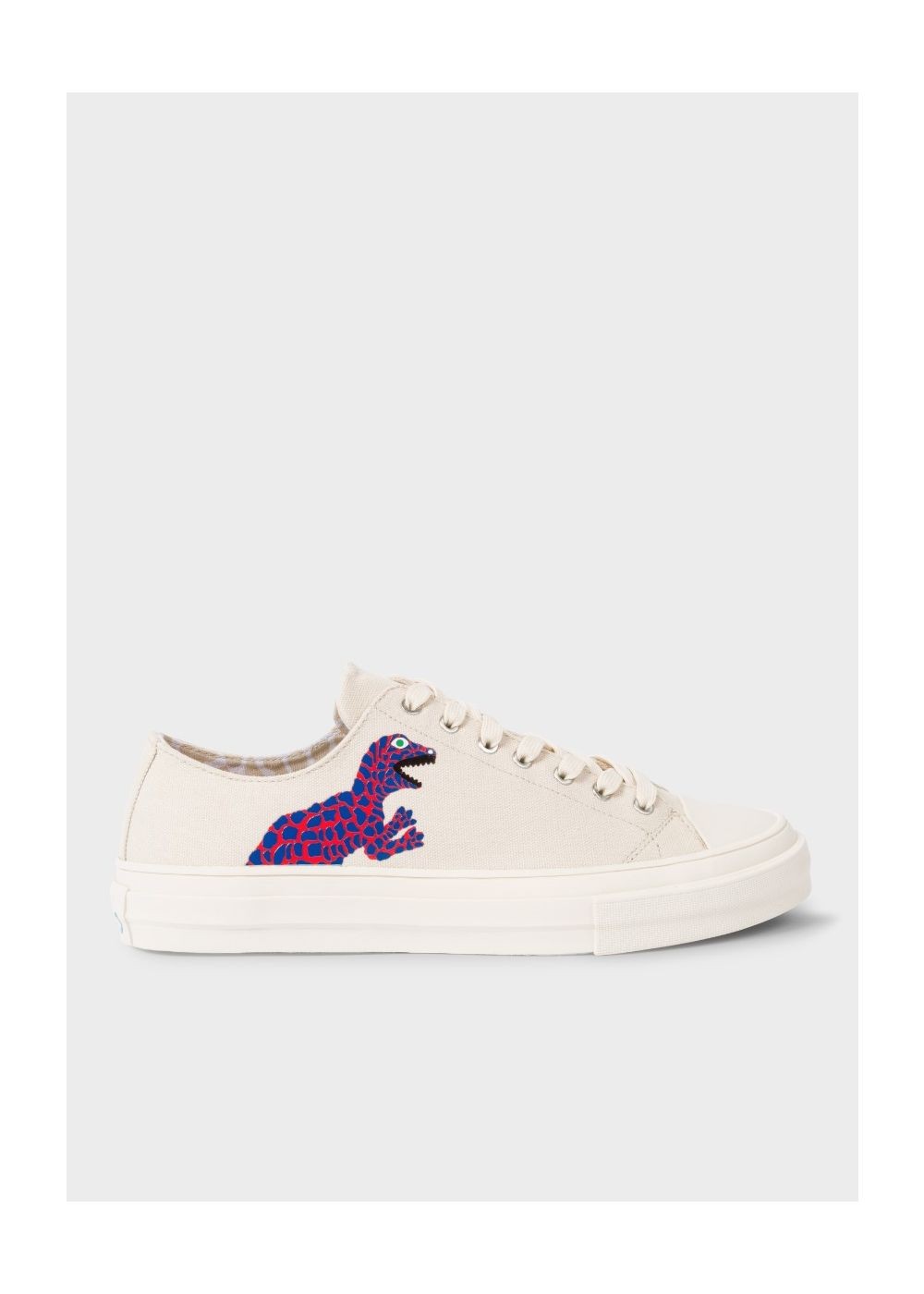 Paul Smith Men's Ecru Canvas 'kinsey' Shoe With Dino Print