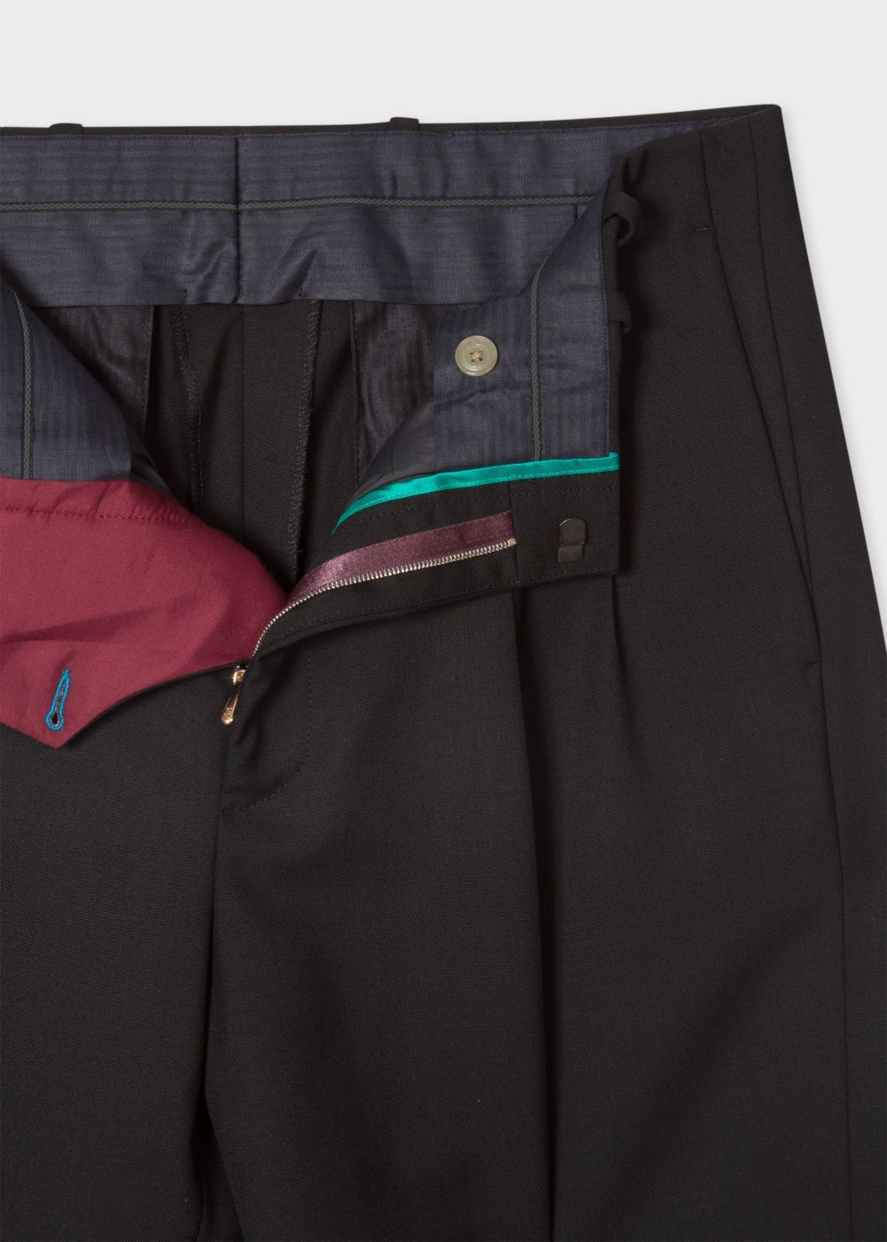 Paul Smith Men's Tapered-Fit Black Double-Pleated Wool Trousers Clothing