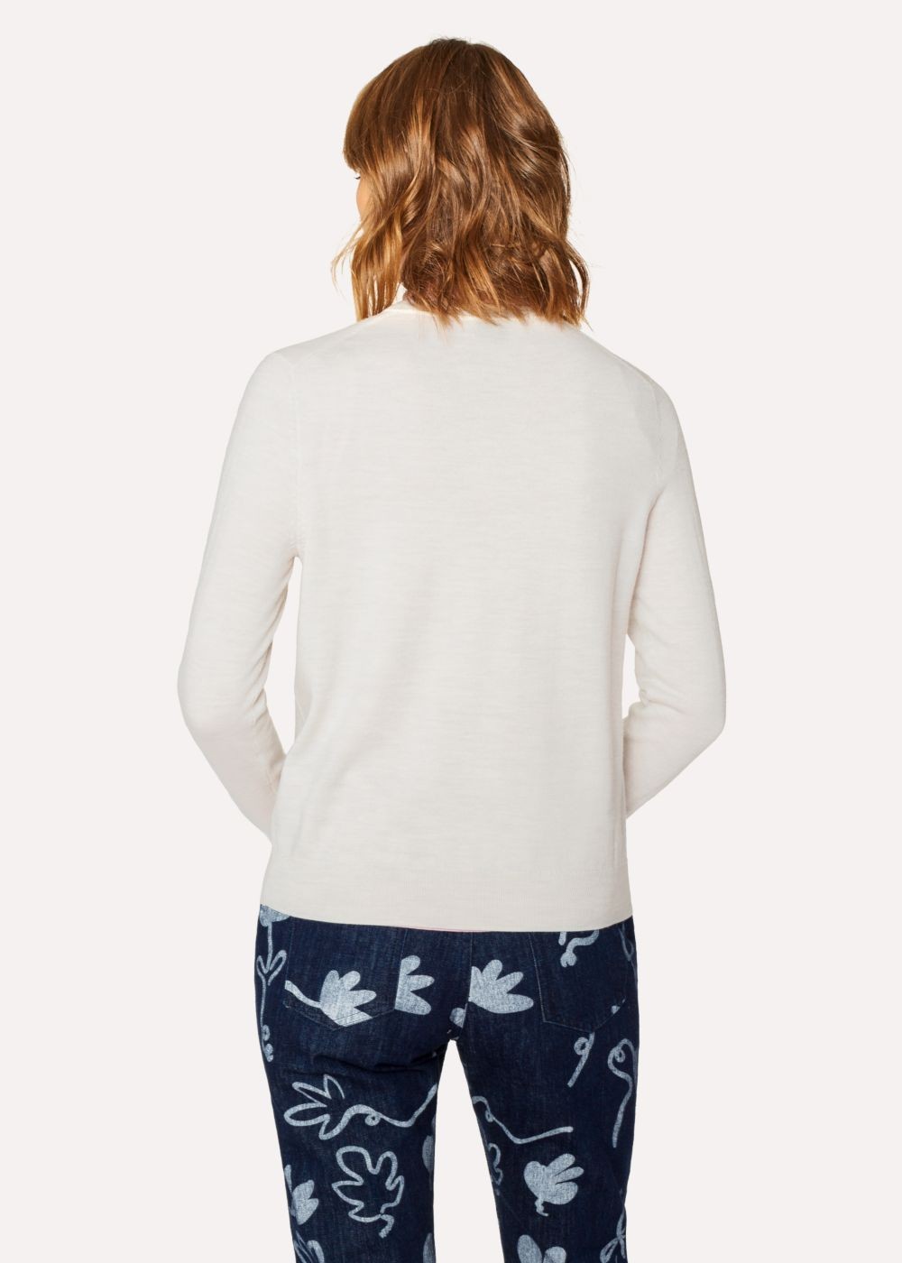 Paul Smith Women's Ecru V-Neck Wool Sweater