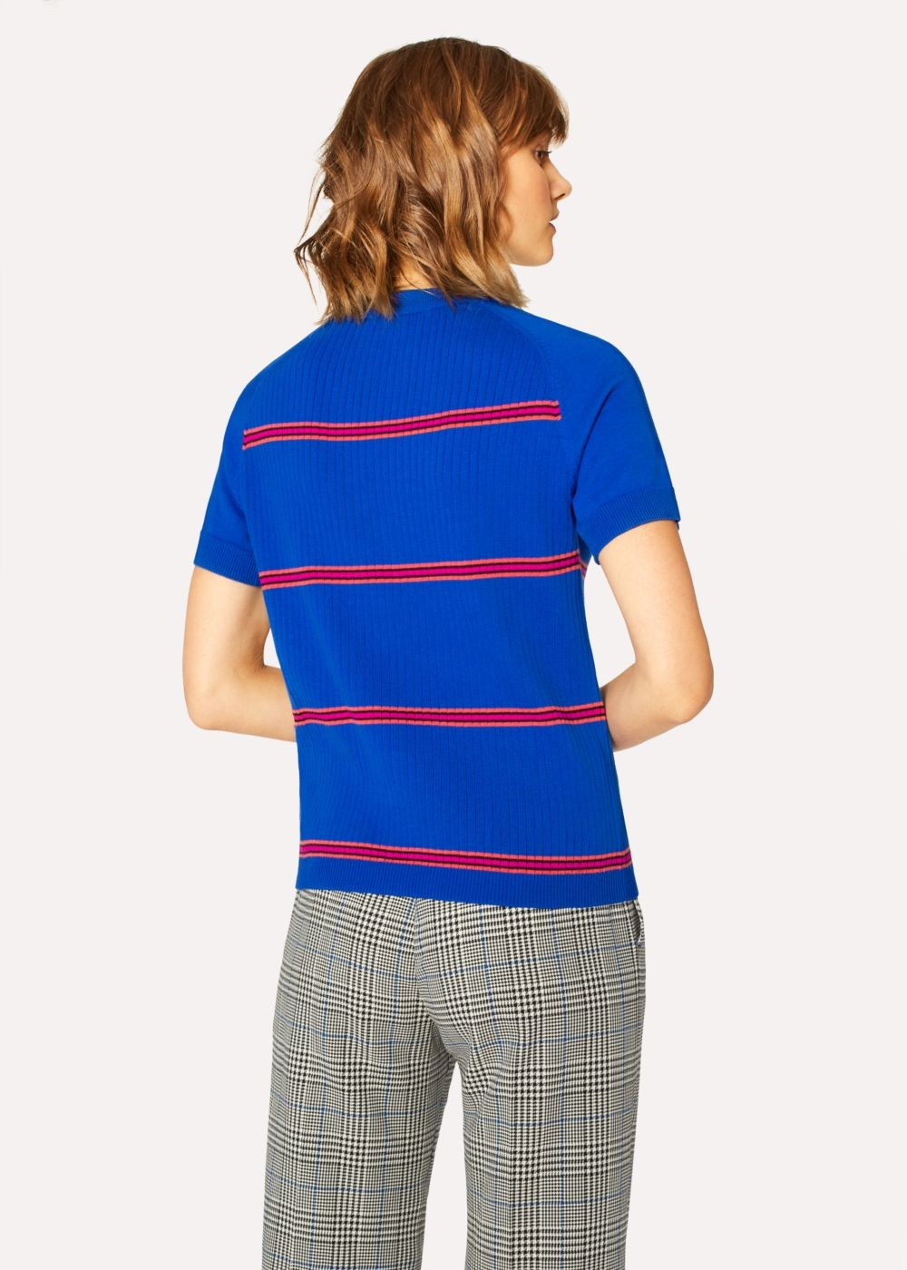 Paul Smith Women's Indigo Stripe Cotton Short-Sleeve Sweater