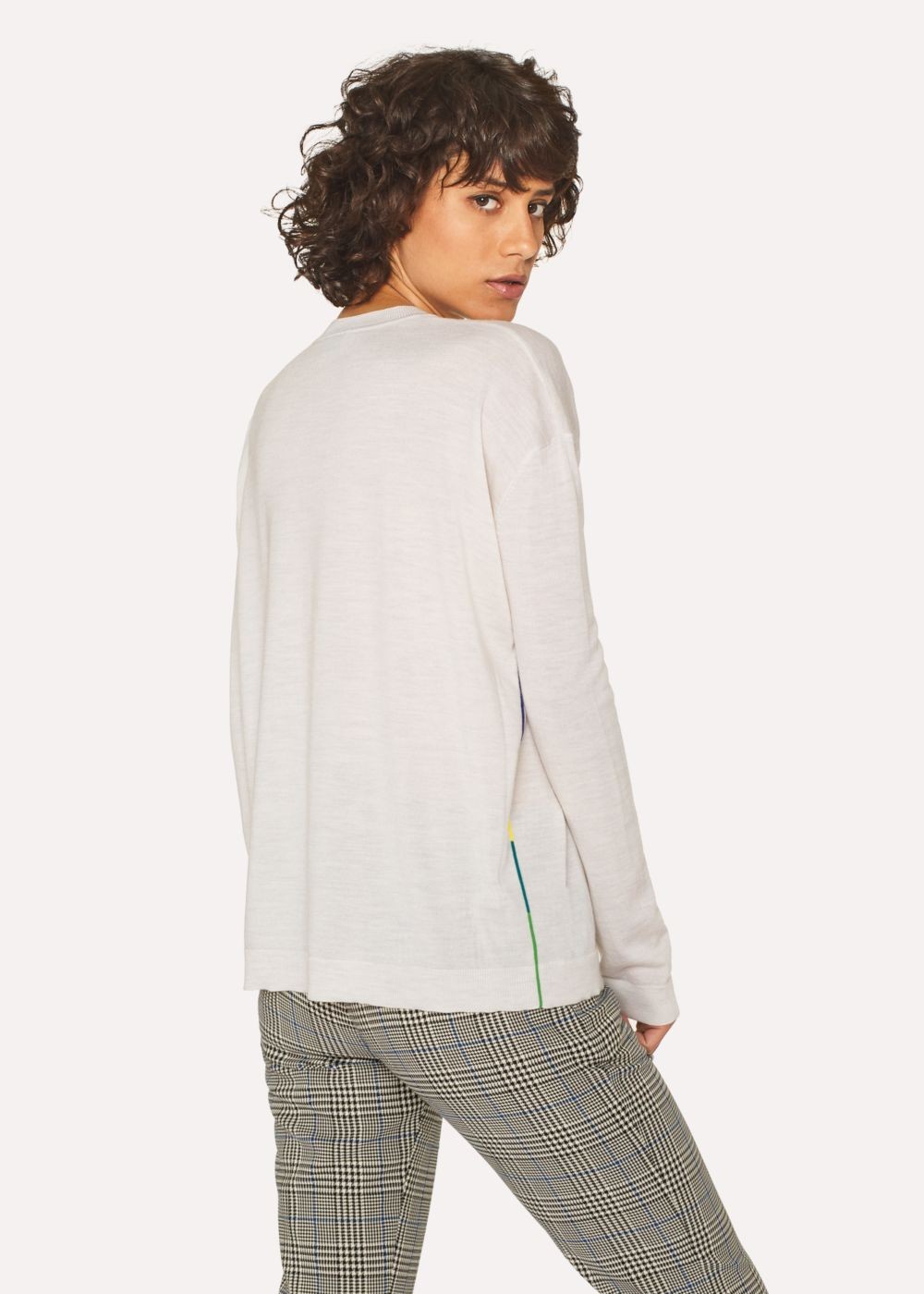 Paul Smith Women's Ivory Wool Sweater With Multi-Coloured Piping