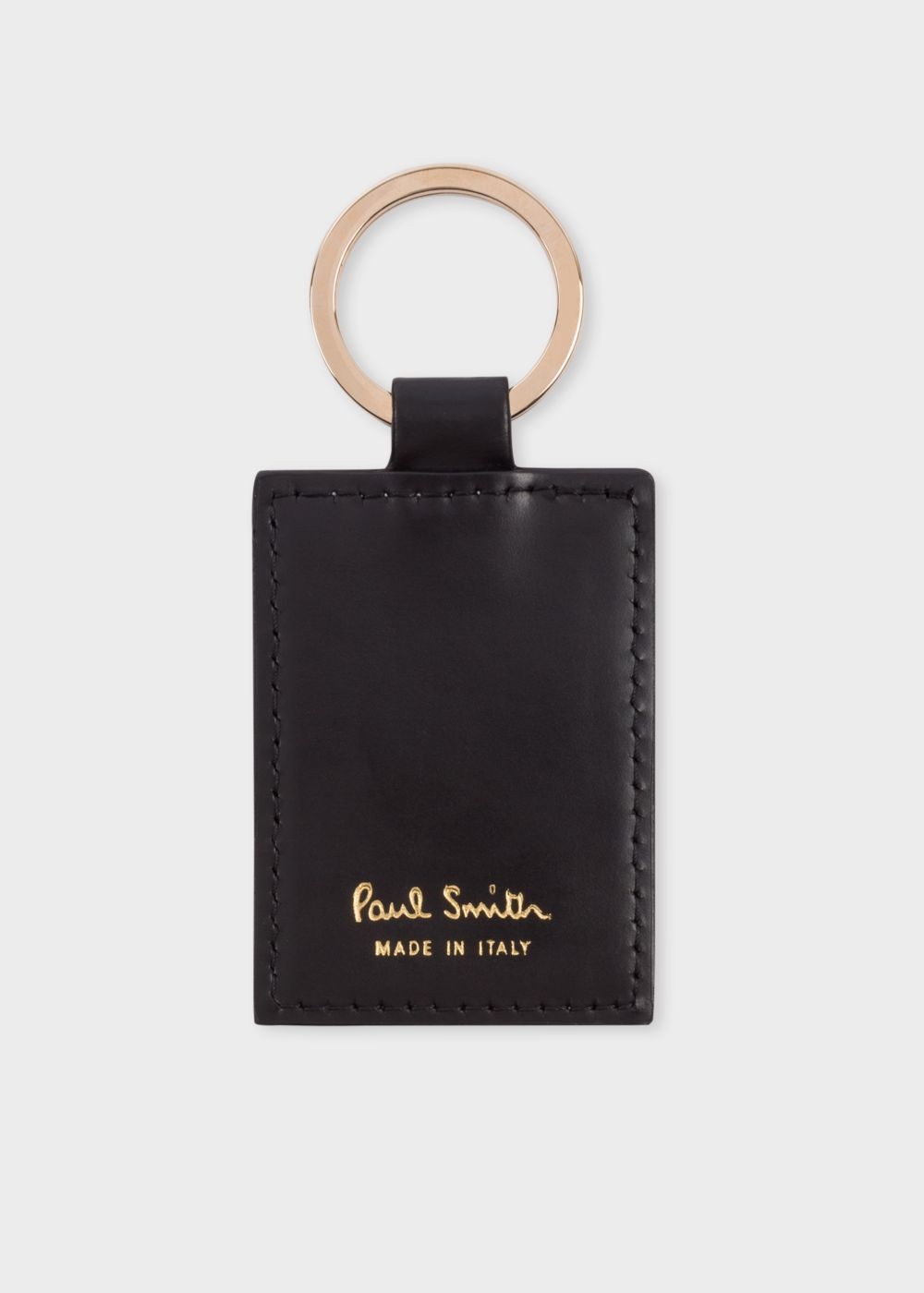 Paul Smith Black Calf Leather Signature Stripe Keyring Accessories Mens