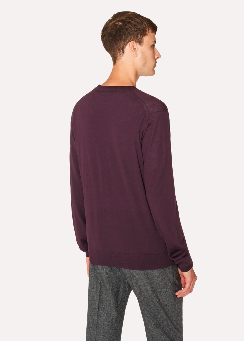 Paul Smith Men's Burgundy V-Neck Merino Wool Sweater