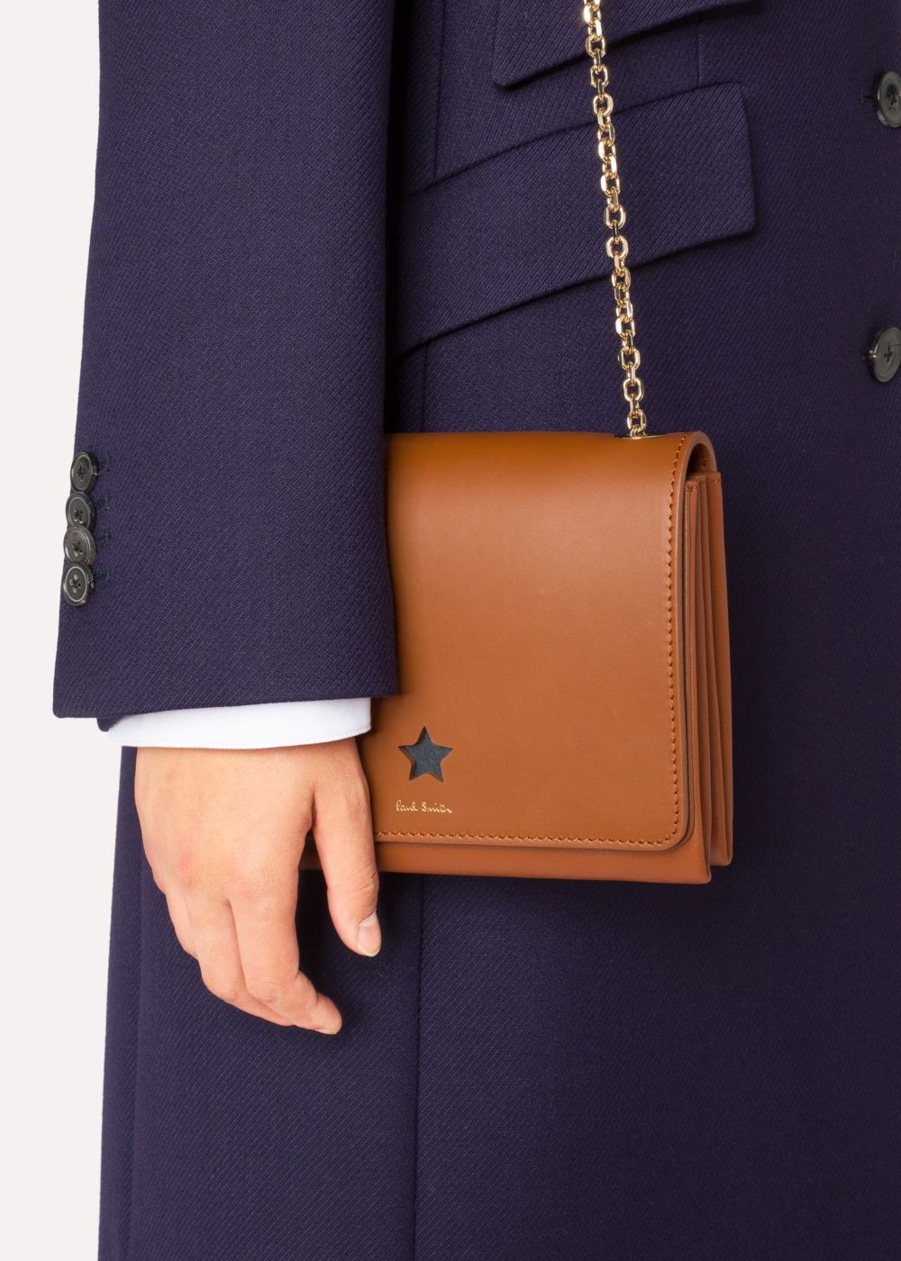 Paul Smith Lady's Tan 'star' Cutout Leather Shoulder HandBag