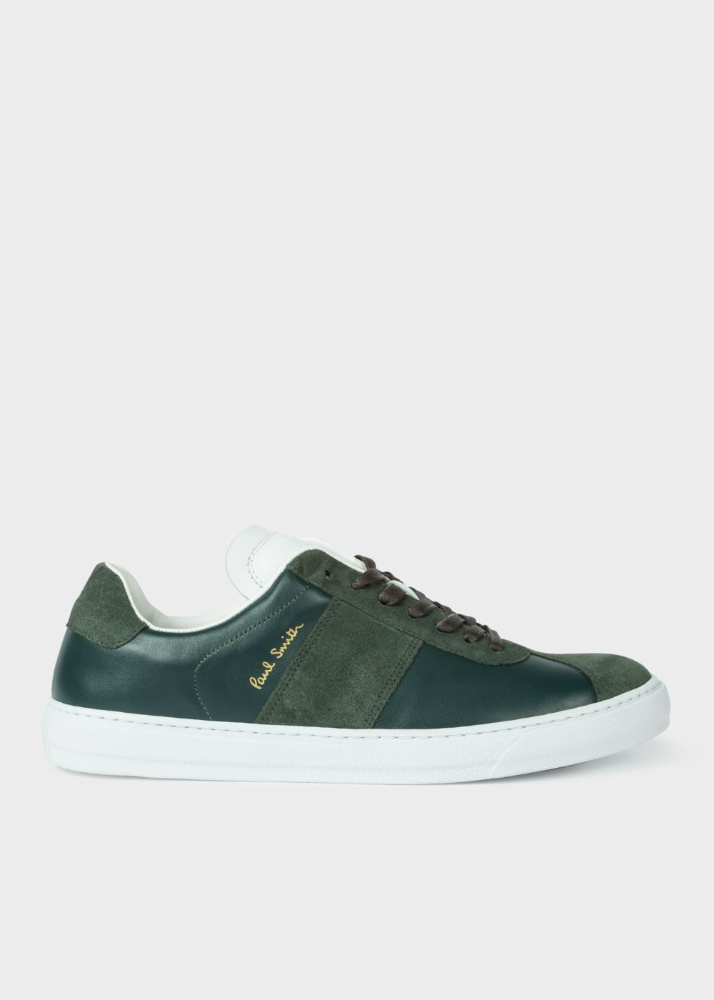 Paul Smith Men's Bottle Green Leather 'levon' Trainers