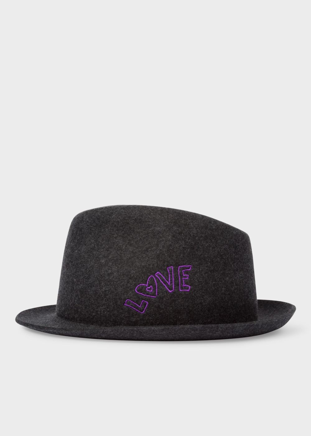 Paul Smith Men's Charcoal Grey 'love' Embroidery Wool-Felt Cap