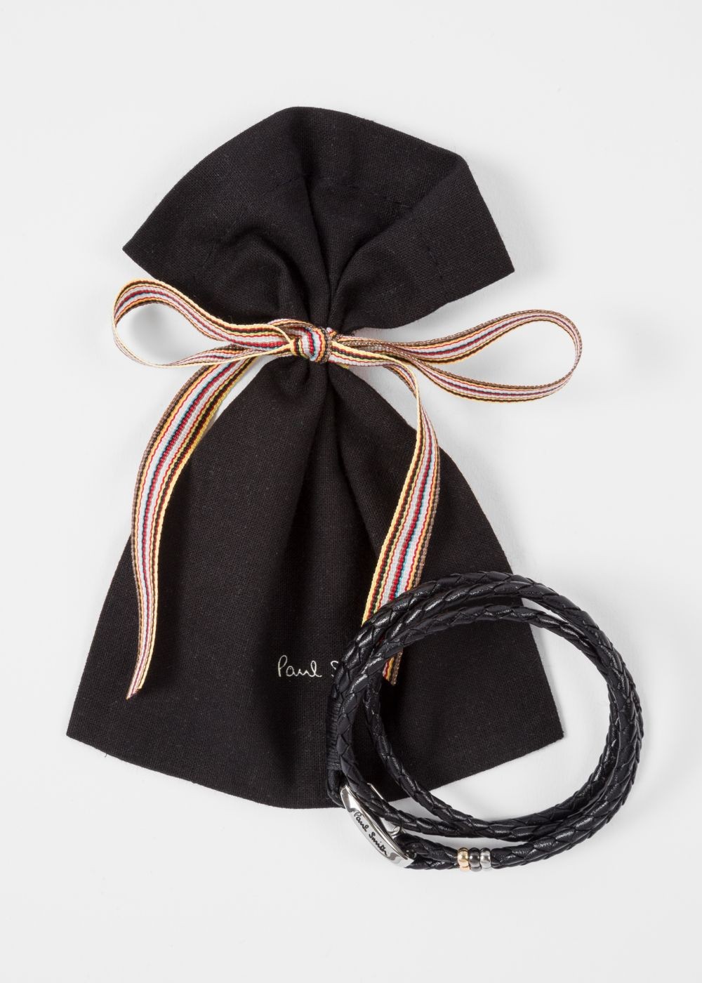Paul Smith Men's Black Leather Wrap Bracelet