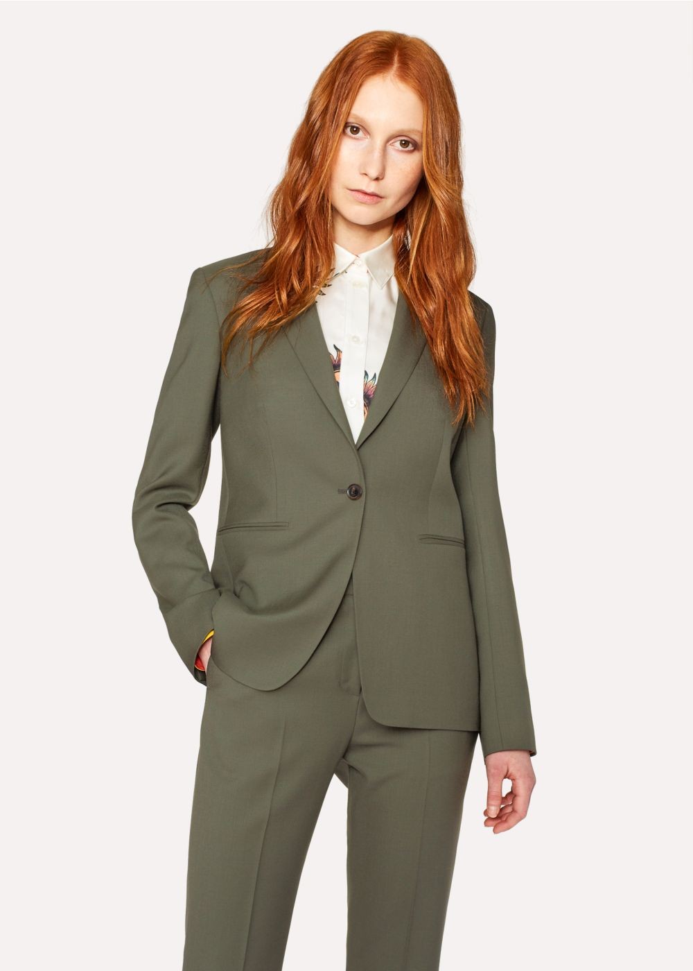 Paul Smith A Suit To Travel In - Women's Olive Green One-Button Wool Suit