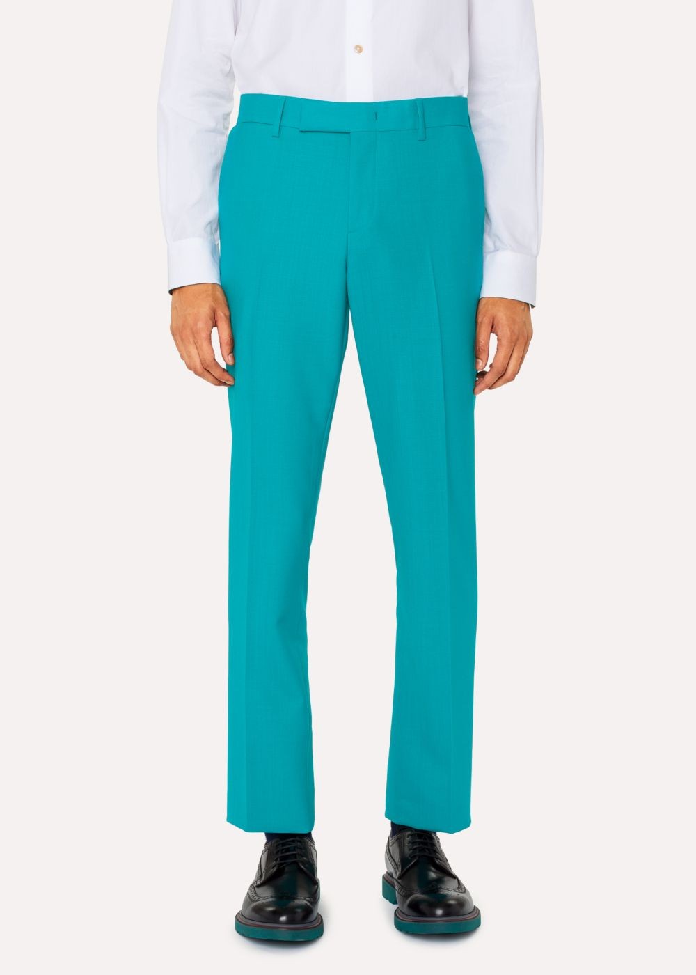 Paul Smith Men's Slim-Fit Turquoise Hopsack Wool Pants