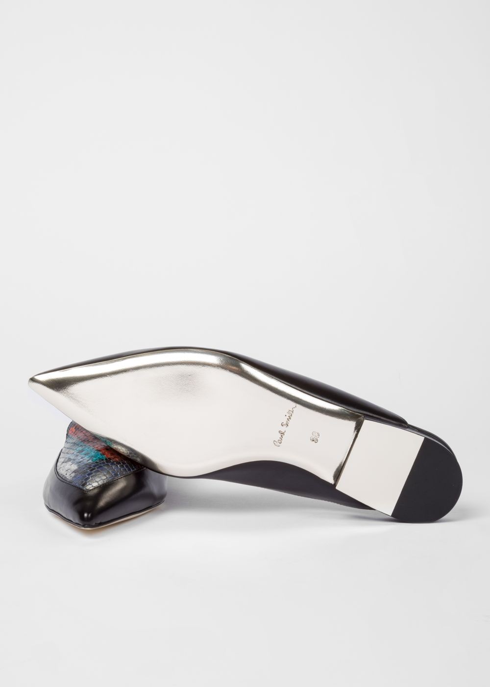 Paul Smith Women's Dark Navy 'celesta' Snake-Effect Leather Mules Shoe